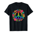 Peace Sign Floral Hippie Rainbow T-Shirt - Casual Everyday Wear for Adults - T-Shirt, Sweatshirt, Hoodie
