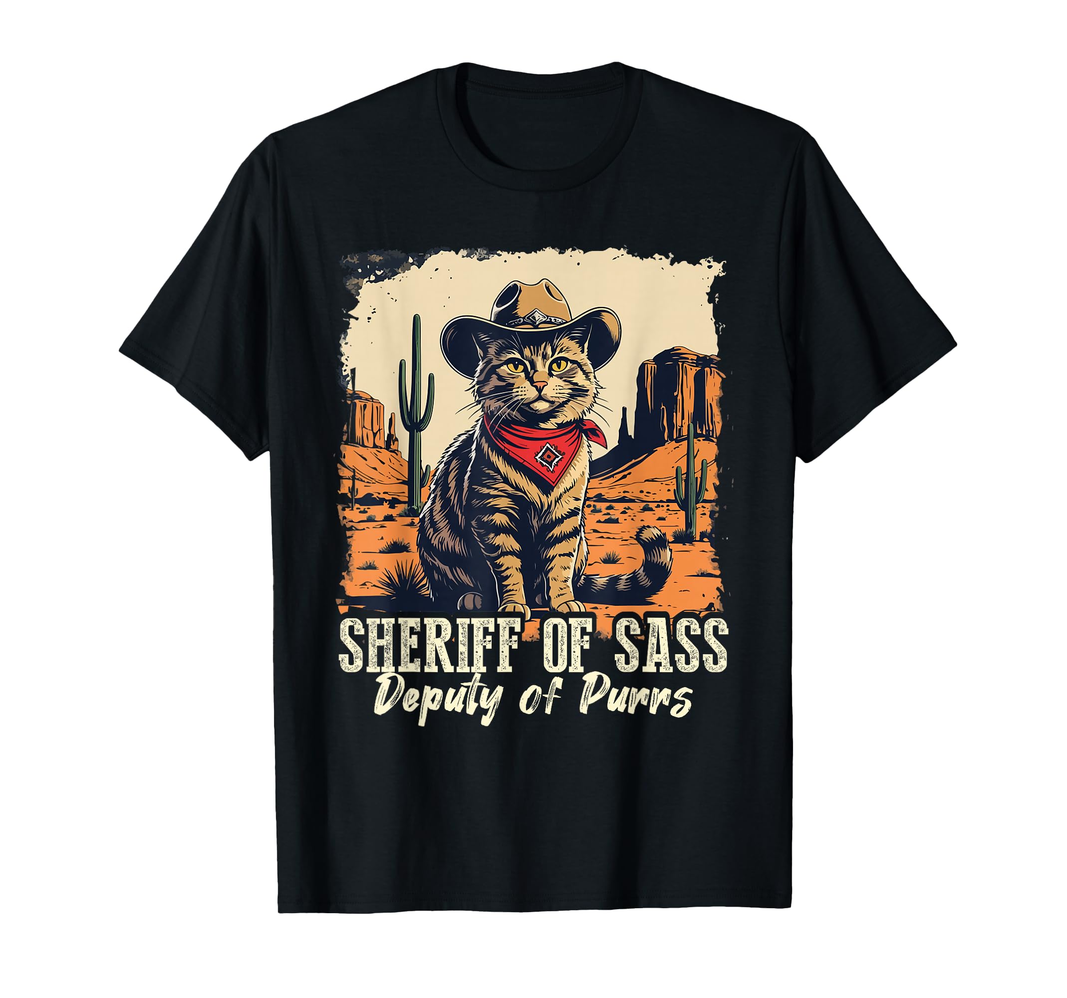 Funny Sheriff Cat Meme Cowboy T-Shirt - Custom Art Print for Adults - T-Shirt, Sweatshirt, Hoodie
