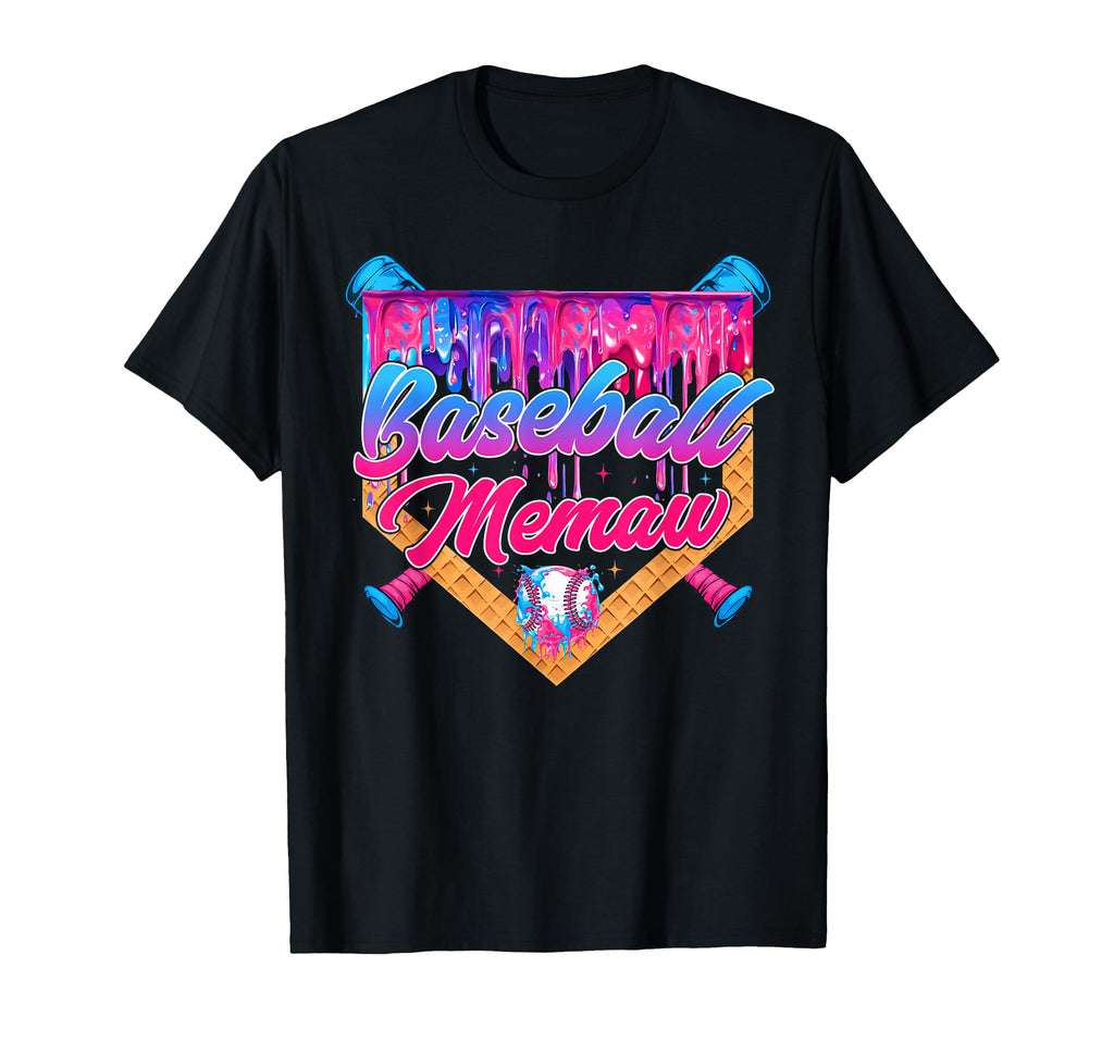 Baseball Memaw Ice Cream Drip Mothers T-Shirt - Custom Art Print Men Women - T-Shirt, Sweatshirt, Hoodie