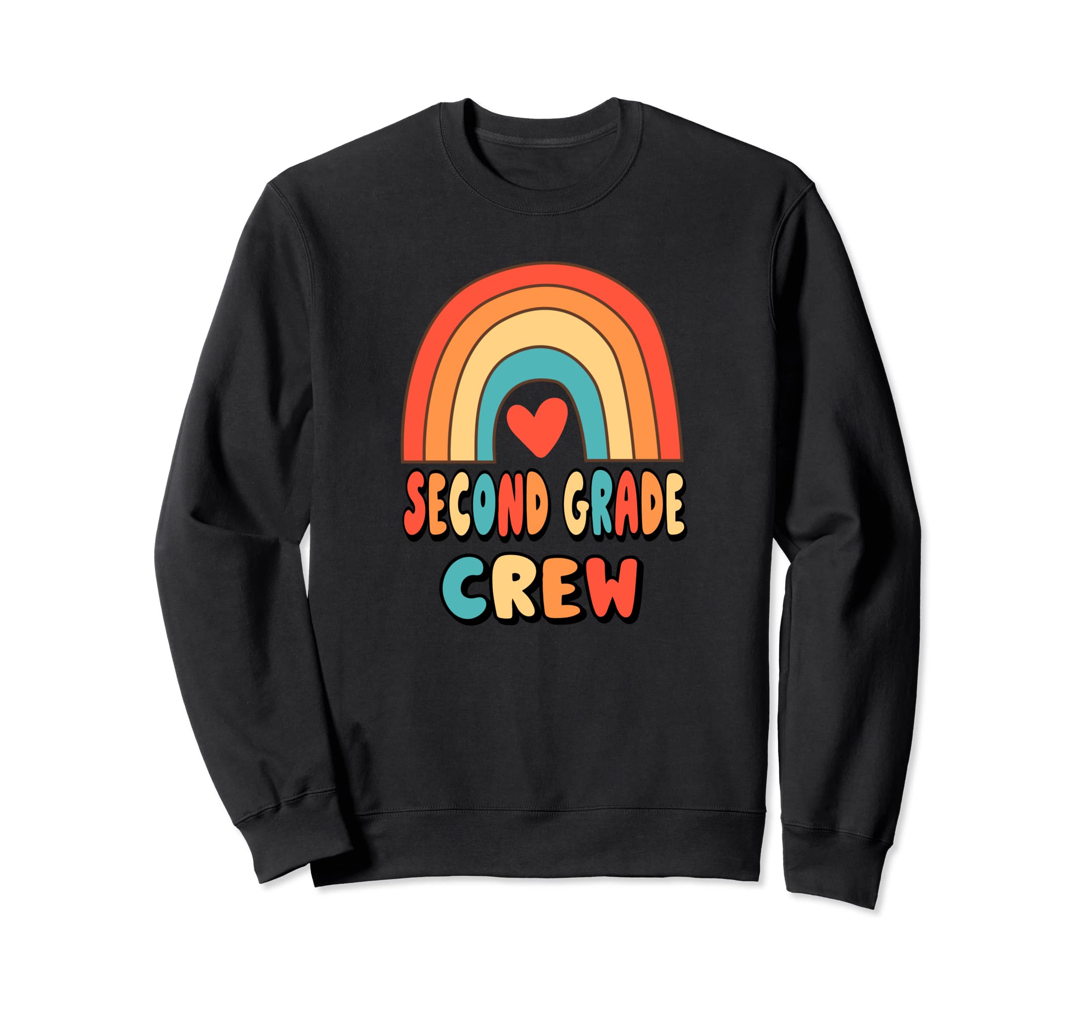 2Nd Grade Crew Teacher Rainbow Heart Sweatshirt - Unique Graphic Men Women - T-Shirt, Sweatshirt, Hoodie
