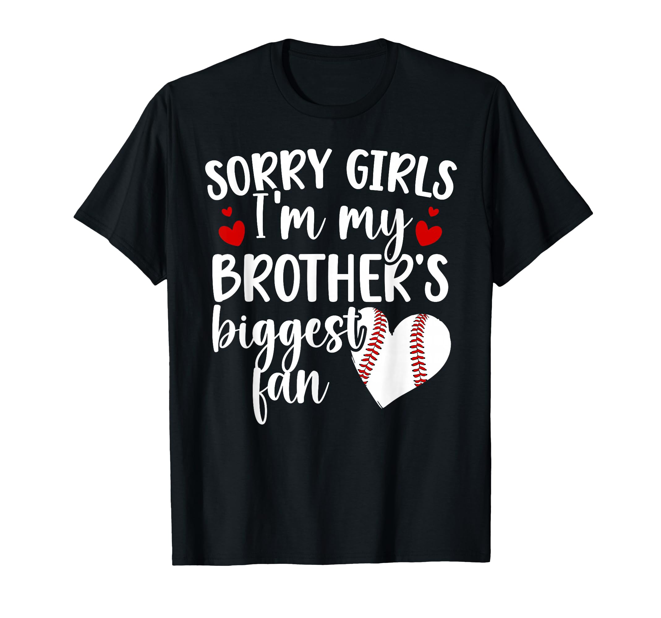 Brothers Biggest Fan Baseball Sister T-Shirt - Custom Art Print Unisex - T-Shirt, Sweatshirt, Hoodie