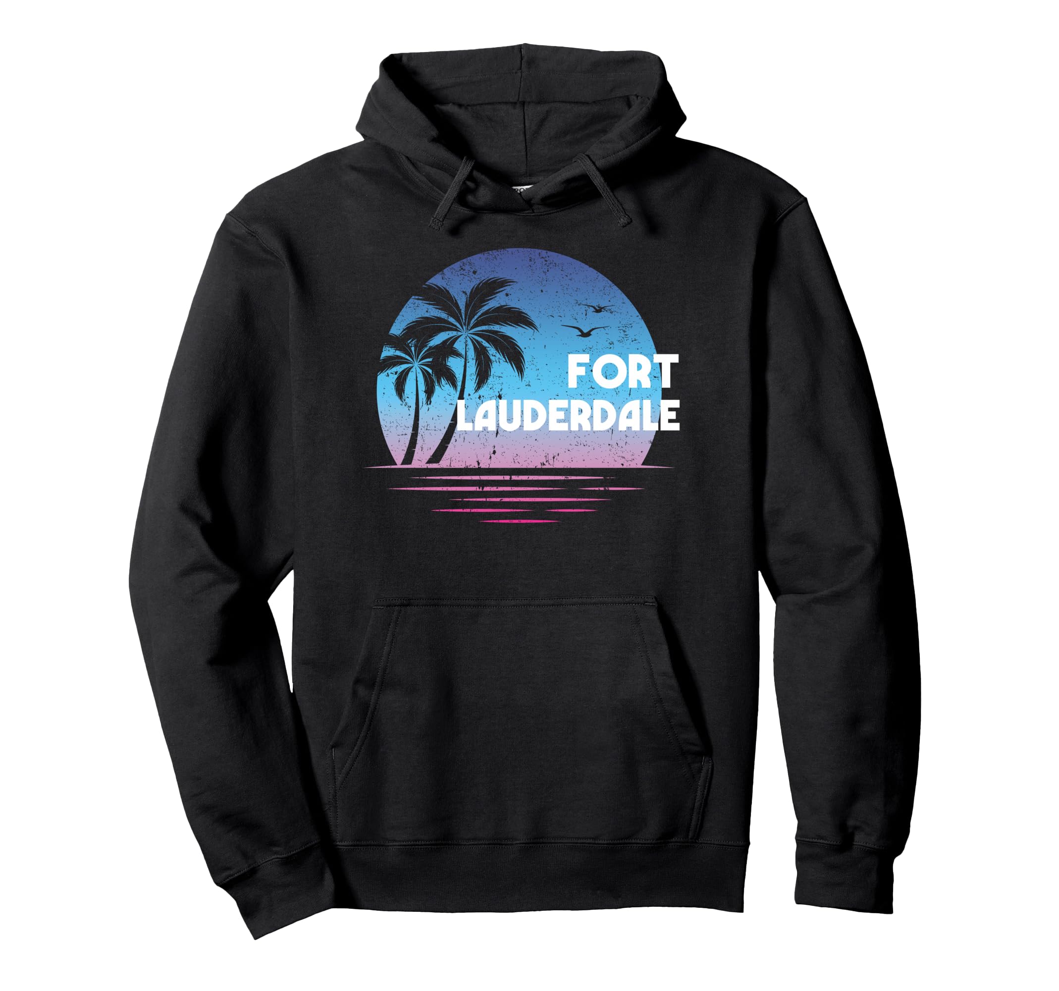 Fort Lauderdale Florida Distressed Hoodie - Novelty Apparel for Adults - T-Shirt, Sweatshirt, Hoodie