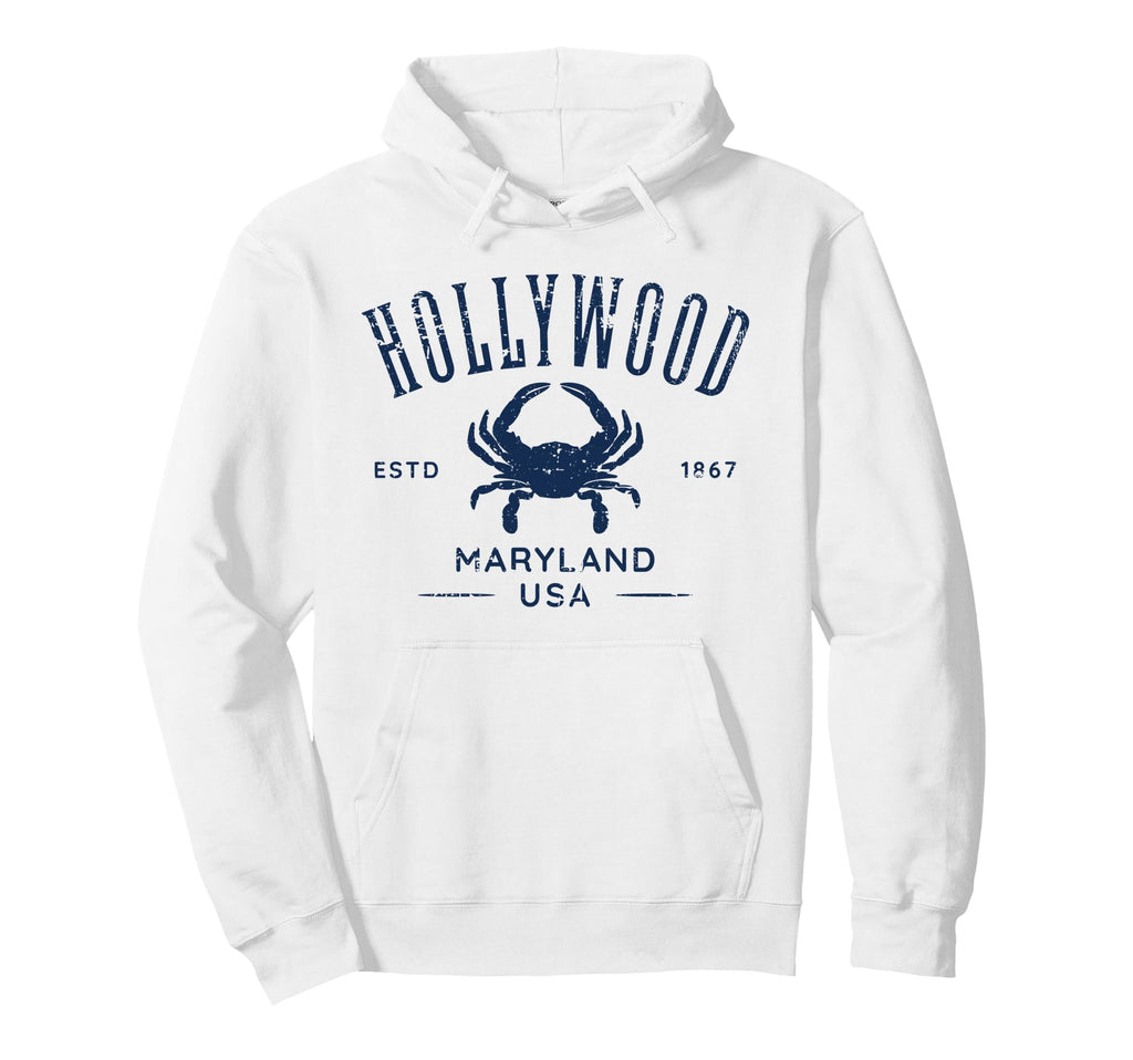 Hollywood Maryland Crab Distressed Hoodie - Casual Everyday Wear Men Women - T-Shirt, Sweatshirt, Hoodie