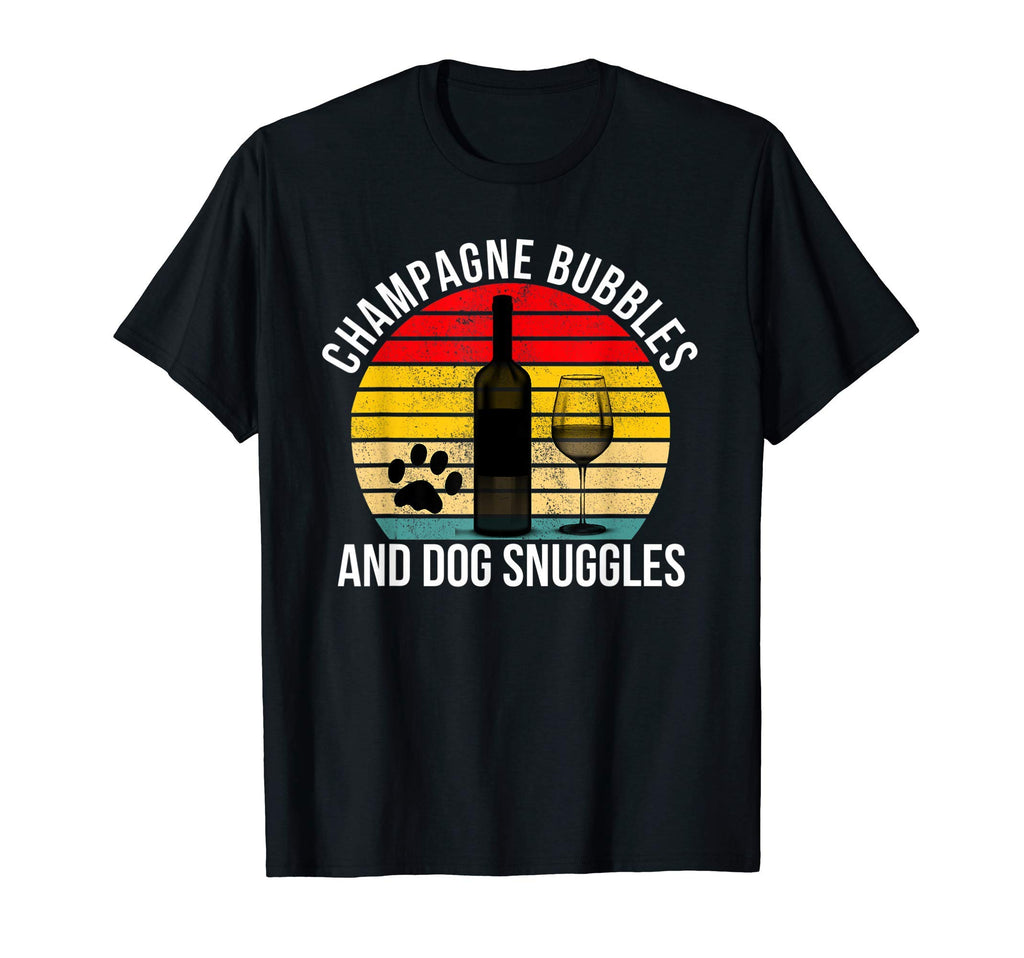 Champagne Bubbles And Dog Snuggles T-Shirt - Custom Art Print Men Women - T-Shirt, Sweatshirt, Hoodie