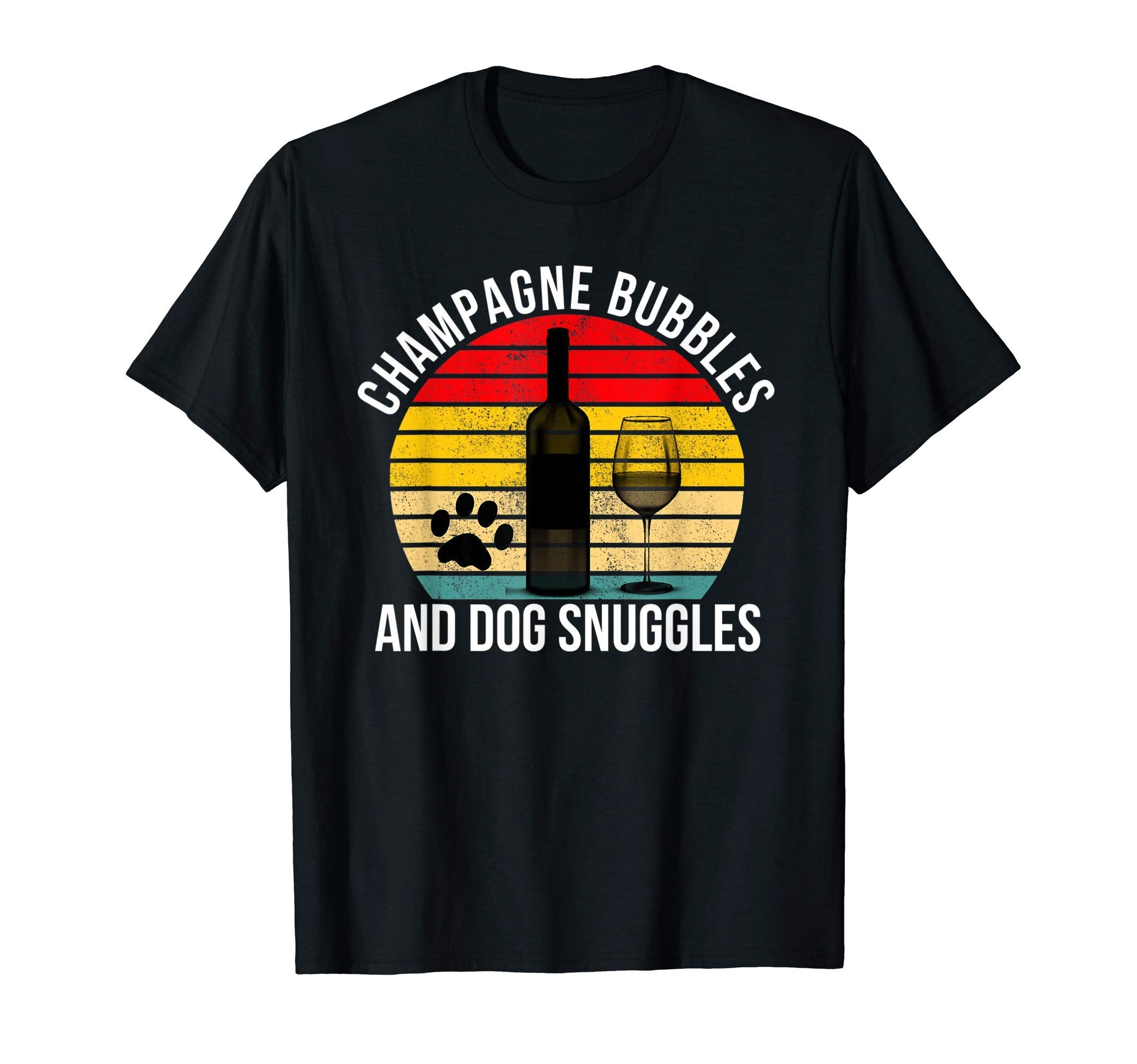 Champagne Bubbles And Dog Snuggles T-Shirt - Custom Art Print Men Women - T-Shirt, Sweatshirt, Hoodie