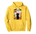 Boho Floral Spooky Ghost Holding Black Hoodie - Minimalist Print Men Women - T-Shirt, Sweatshirt, Hoodie