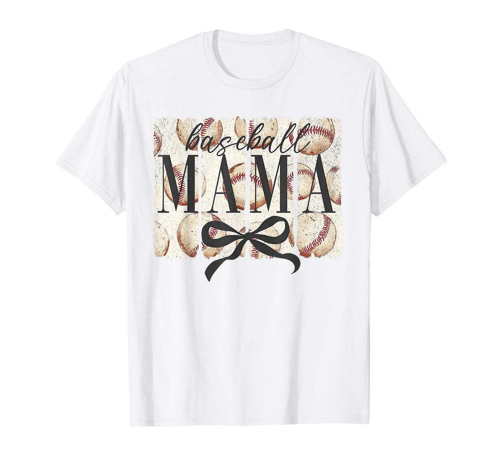 Baseball Mama Mom Coquette Bow Happy T-Shirt - Novelty Apparel Men Women - T-Shirt, Sweatshirt, Hoodie