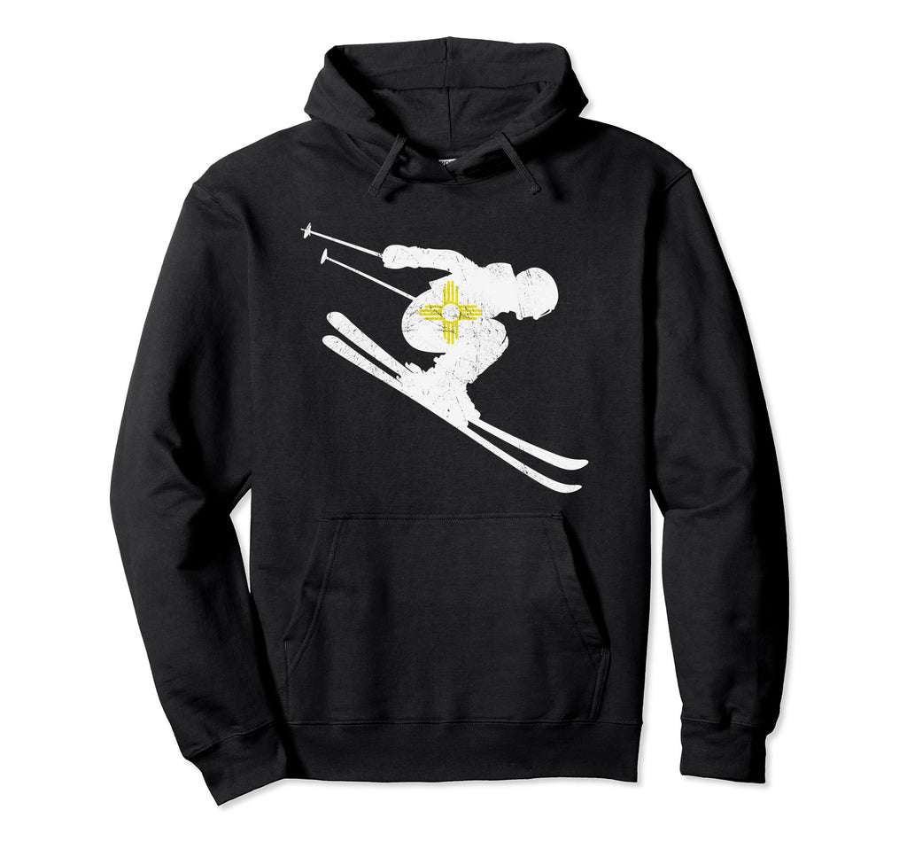 New Mexico Zia Snow Skiing Ski Distressed Hoodie - Minimalist Print Unisex - T-Shirt, Sweatshirt, Hoodie