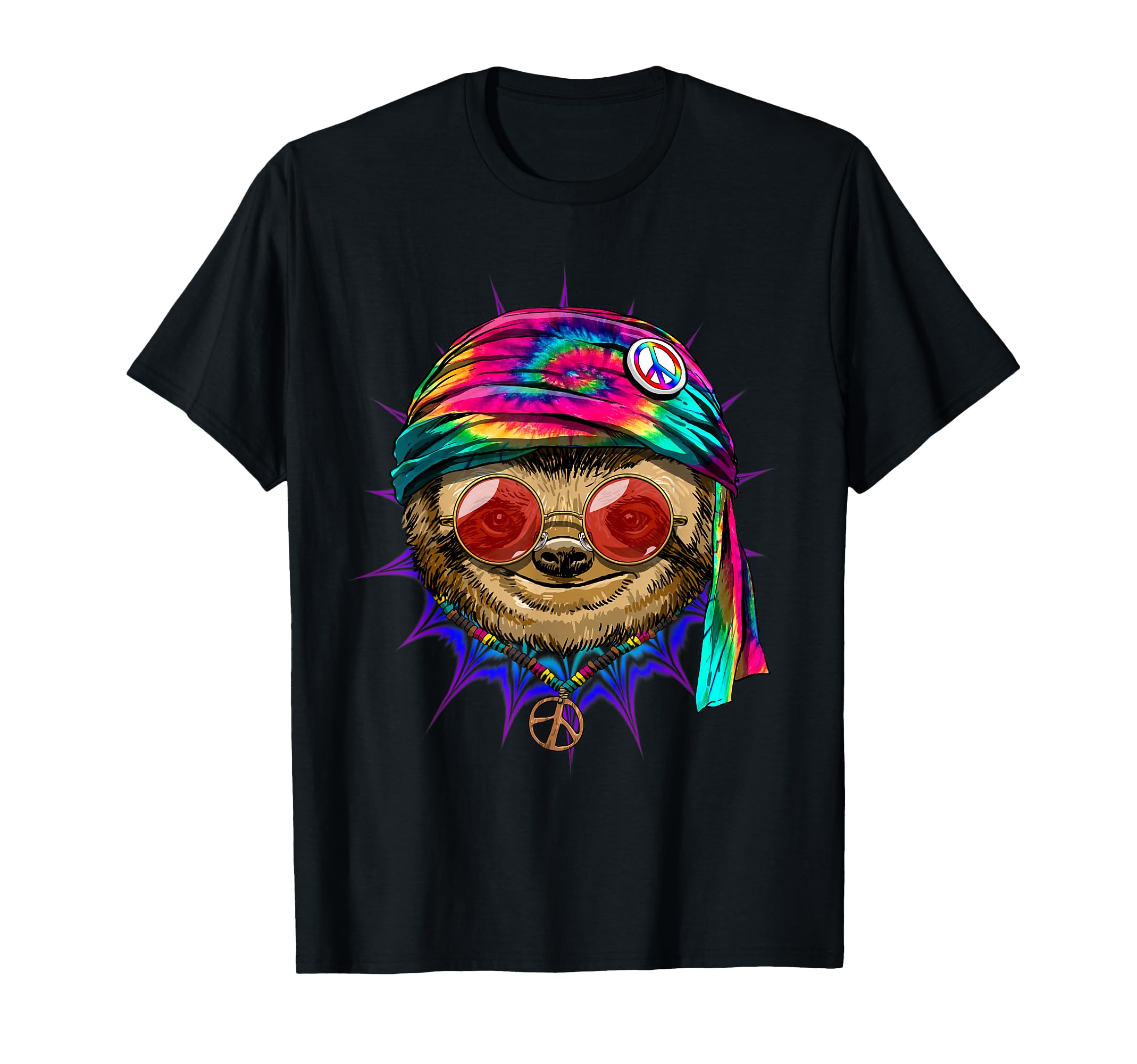 Tie Dye Hippie Sloth Hippiness Peace T-Shirt - Minimalist Print for Adults - T-Shirt, Sweatshirt, Hoodie