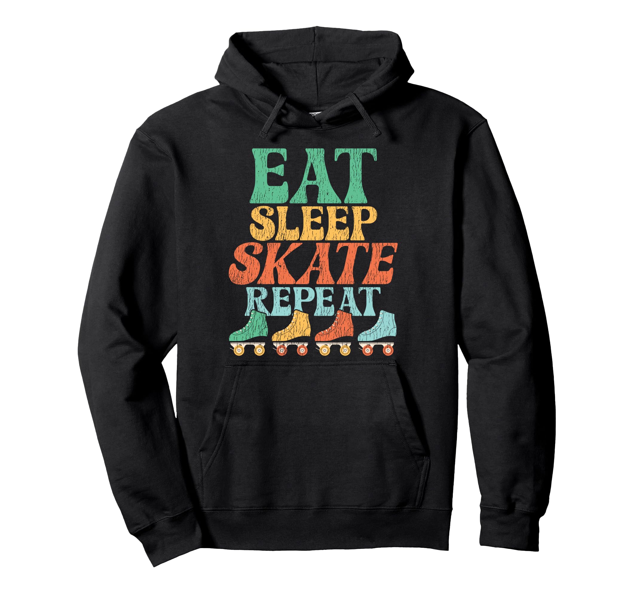 Roller Skating Skate 1970S Eat Sleep Hoodie - Casual Everyday Wear Unisex - T-Shirt, Sweatshirt, Hoodie
