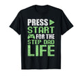 Gamer Stepdad Fathers Day Press Start T-Shirt - Custom Art Print Men Women - T-Shirt, Sweatshirt, Hoodie