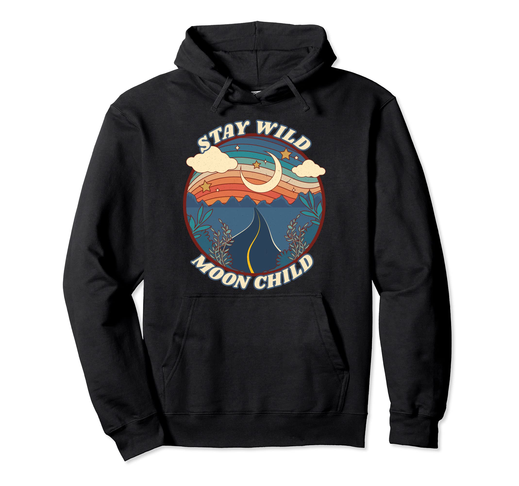 Stay Wild Moon Child Boho Peace Hippie Hoodie - Minimalist Print Men Women - T-Shirt, Sweatshirt, Hoodie
