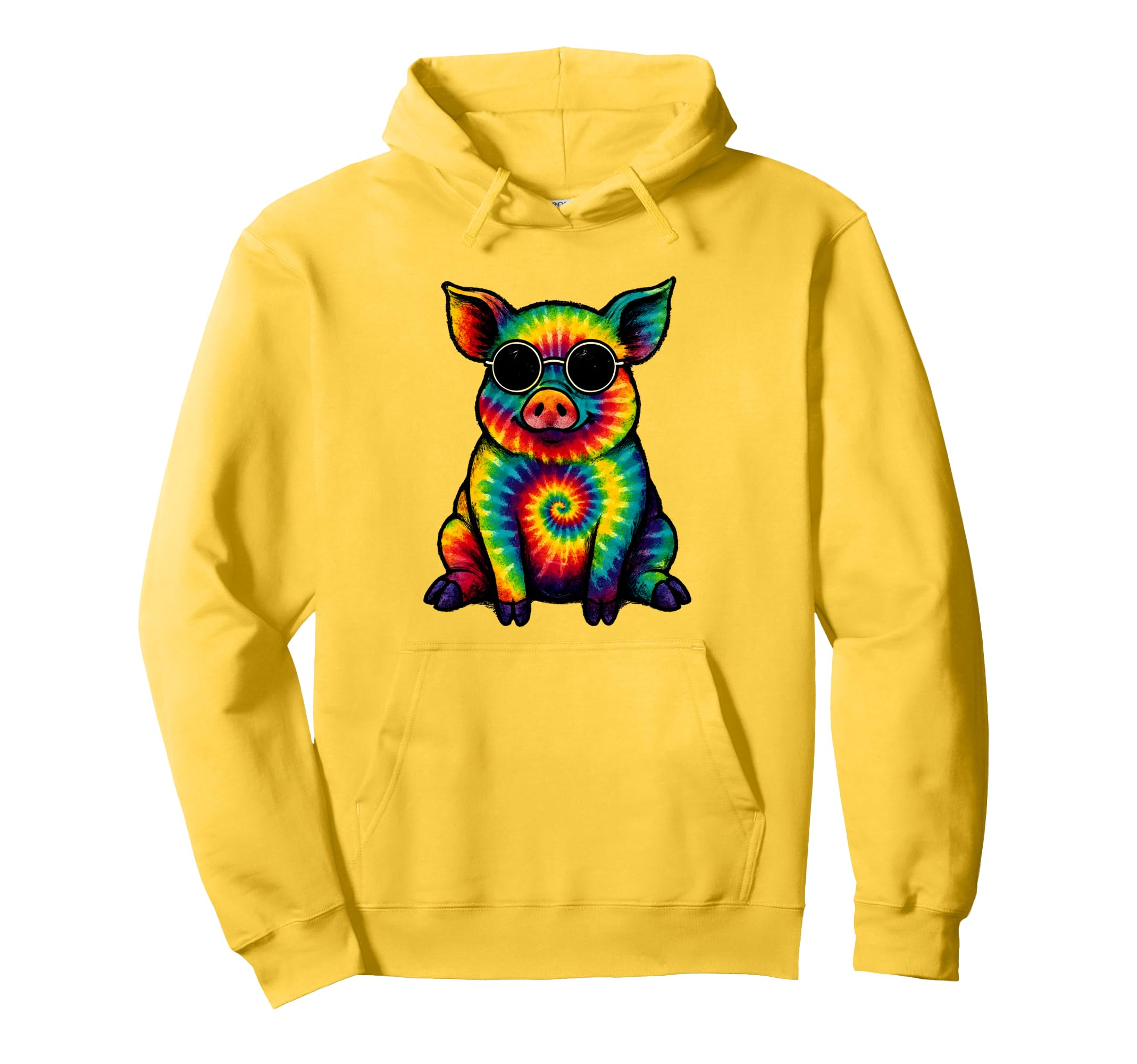 Hippie Boho Pig Tie Dye 60 S 70 S Hoodie - Minimalist Print for Adults - T-Shirt, Sweatshirt, Hoodie