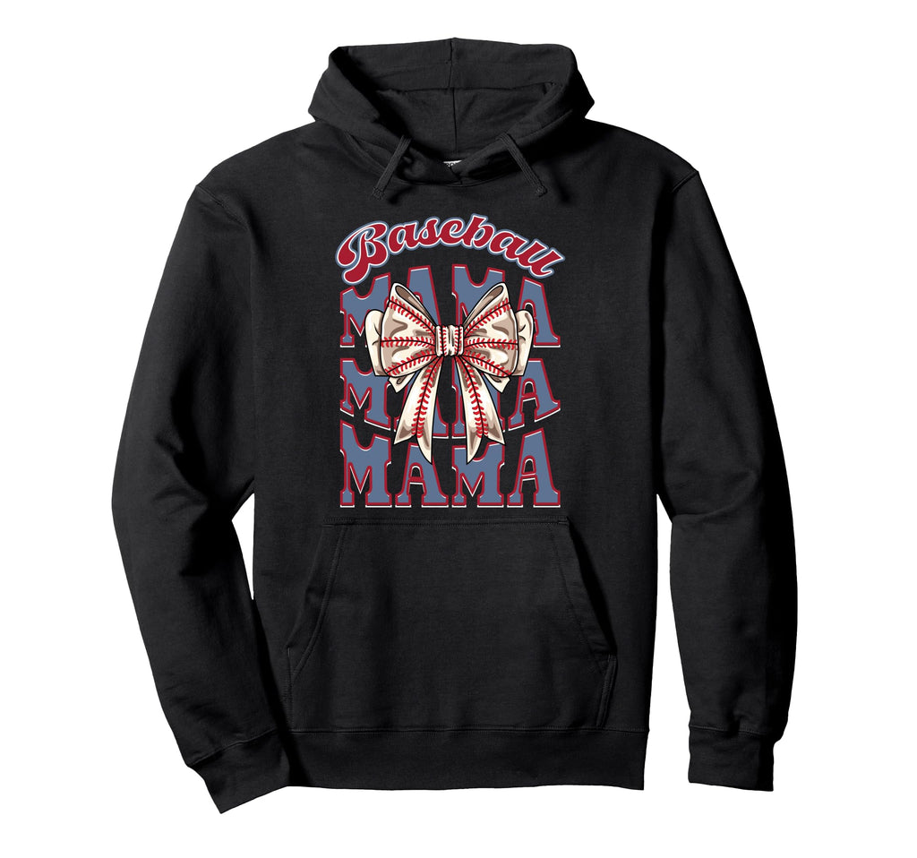 Baseball Mama Coquette Bow Mothers Day Game Hoodie - Unique Graphic Unisex - T-Shirt, Sweatshirt, Hoodie