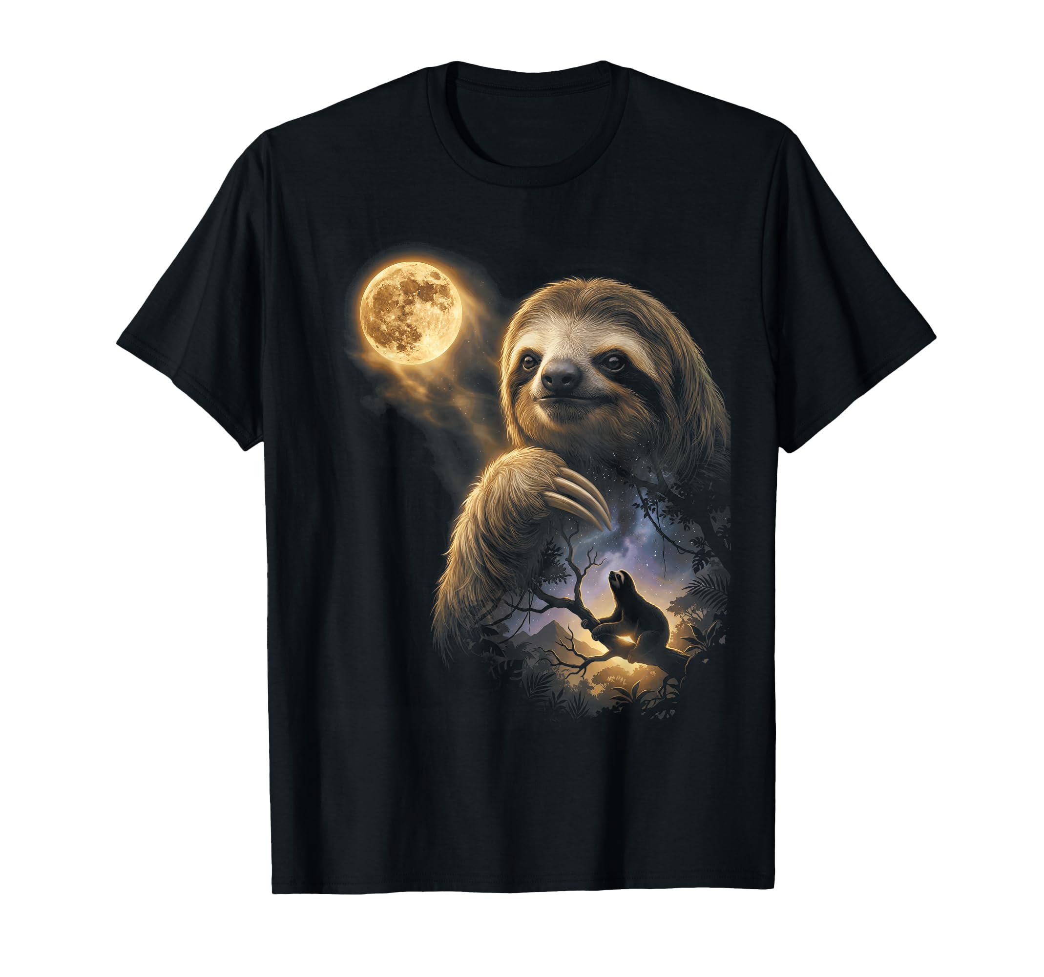 90S Sloth Howling Moon Y2K Aesthetic T-Shirt - Novelty Apparel for Adults - T-Shirt, Sweatshirt, Hoodie