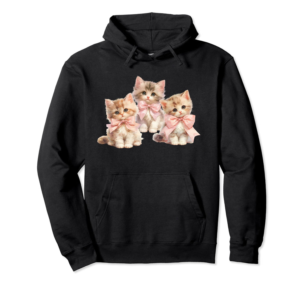 Kittens Bows Coquette Aesthetic Hoodie - Trendy Graphic Men Women - T-Shirt, Sweatshirt, Hoodie