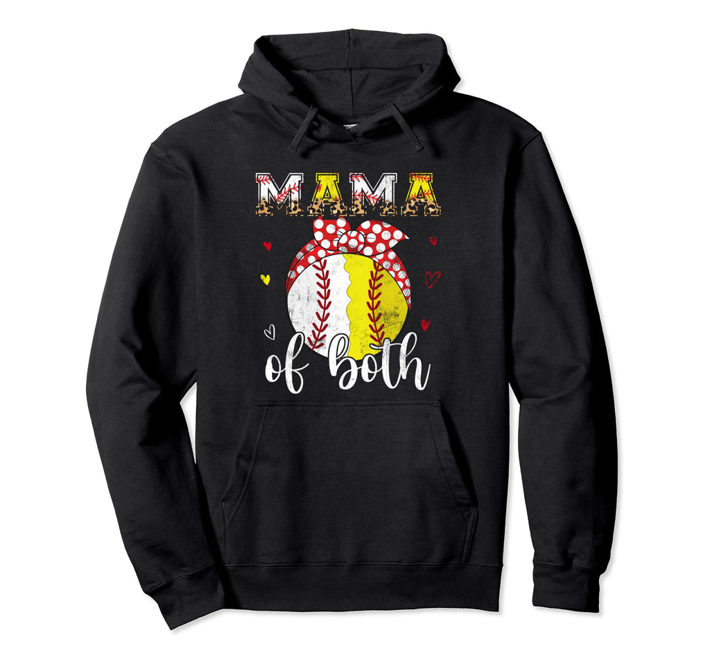 Mama Both Baseball Softball Bandana Leopard Hoodie - Unique Graphic Unisex - T-Shirt, Sweatshirt, Hoodie
