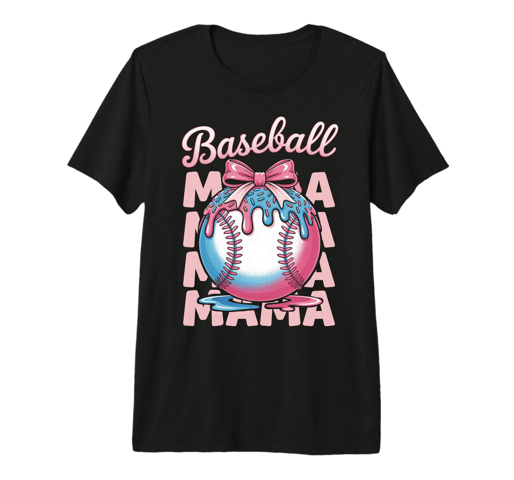 Baseball Mama Coquette Ribbon Ice Cream T-Shirt - Novelty Apparel Unisex - T-Shirt, Sweatshirt, Hoodie