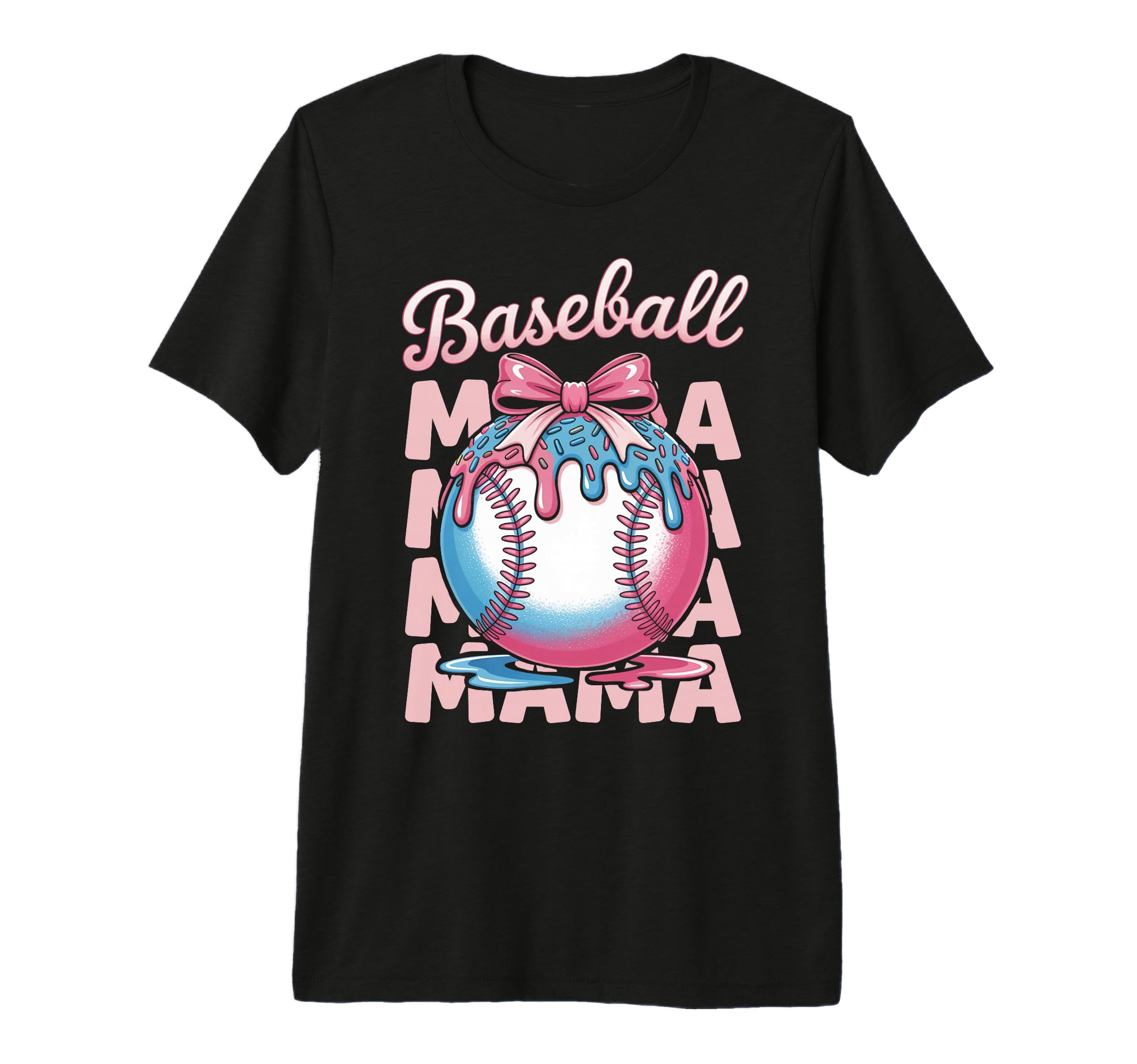 Baseball Mama Coquette Ribbon Ice Cream T-Shirt - Novelty Apparel Unisex - T-Shirt, Sweatshirt, Hoodie