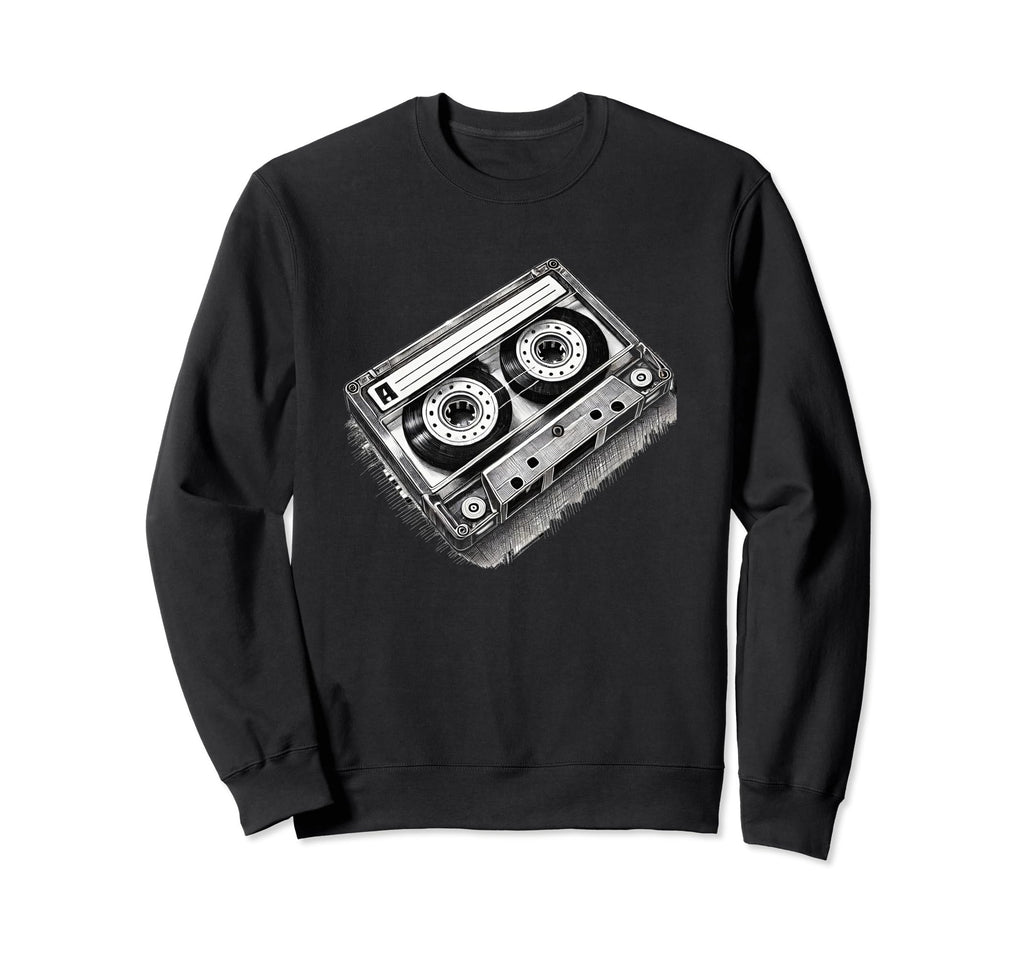 Cassette Tape Music Lovers Sweatshirt - Minimalist Print for Adults - T-Shirt, Sweatshirt, Hoodie