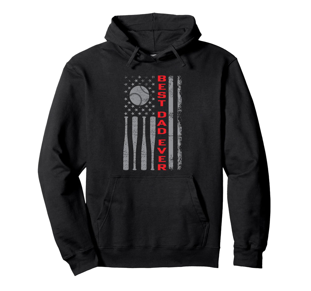 Best Dad Ever Baseball Fan Usa Flag Hoodie - Custom Art Print Unisex - T-Shirt, Sweatshirt, Hoodie
