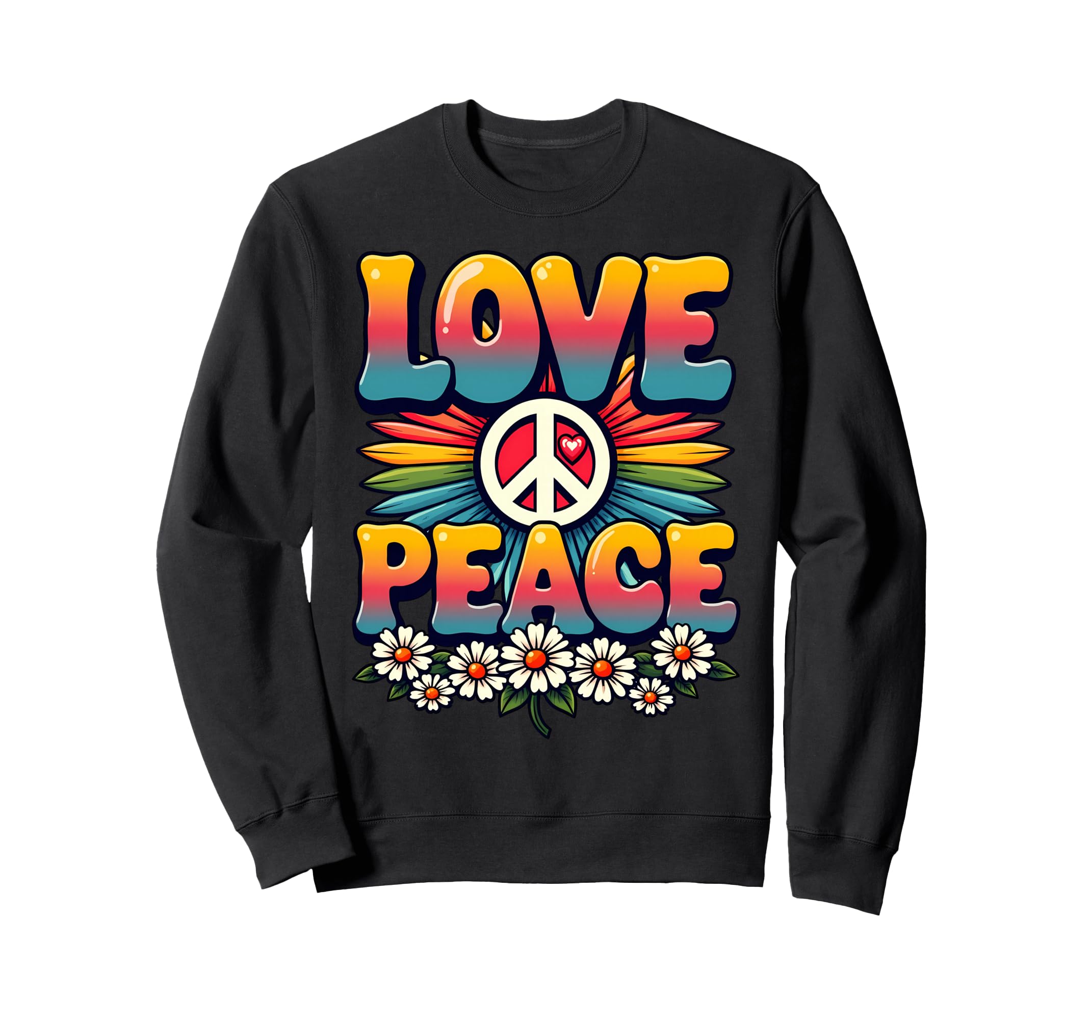 60S 70S Flower Power Groovy Love Sweatshirt - Streetwear Style Unisex - T-Shirt, Sweatshirt, Hoodie