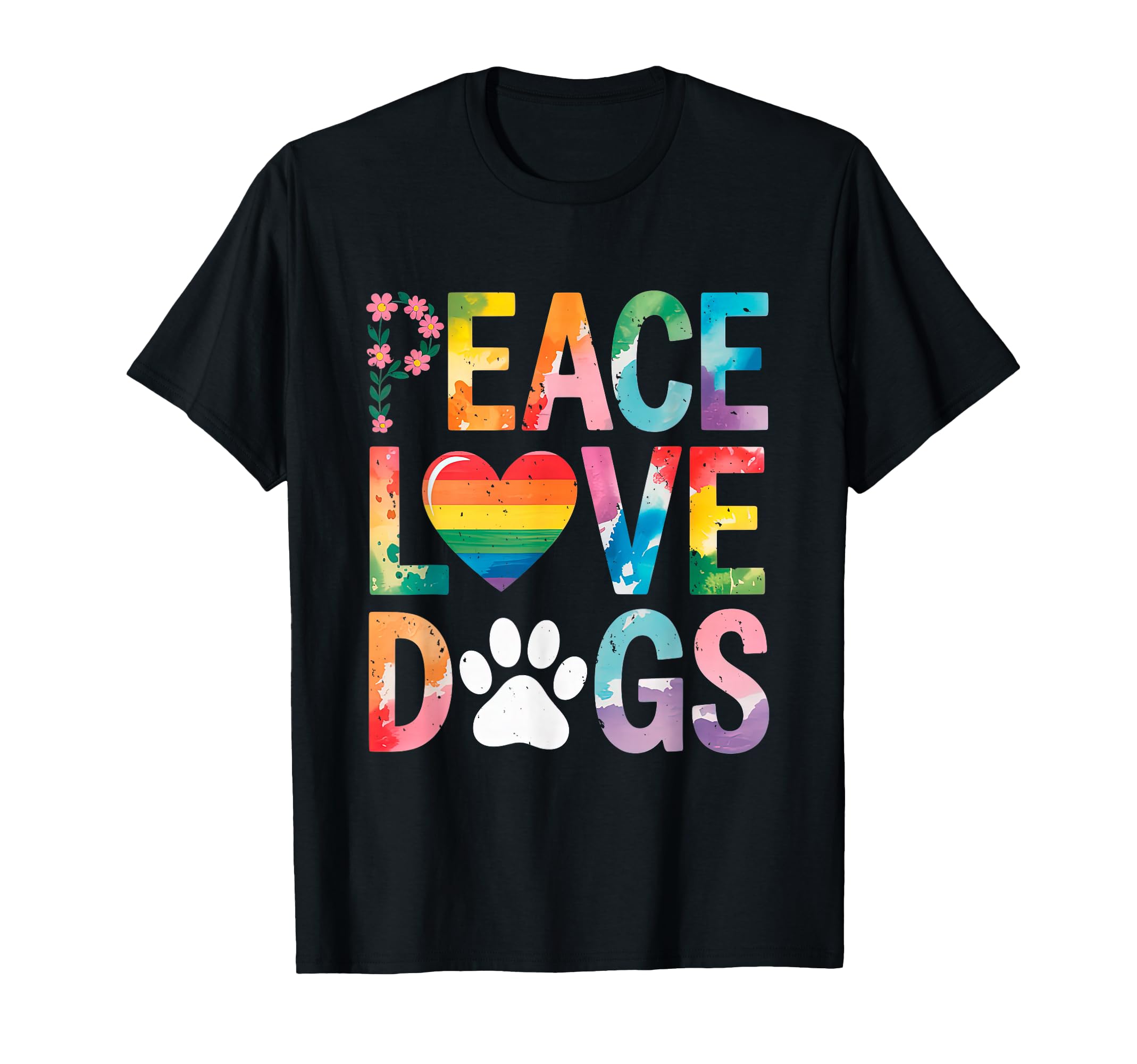 Peace Love Dogs Hippie Dog Lover T-Shirt - Trendy Graphic for Adults - T-Shirt, Sweatshirt, Hoodie