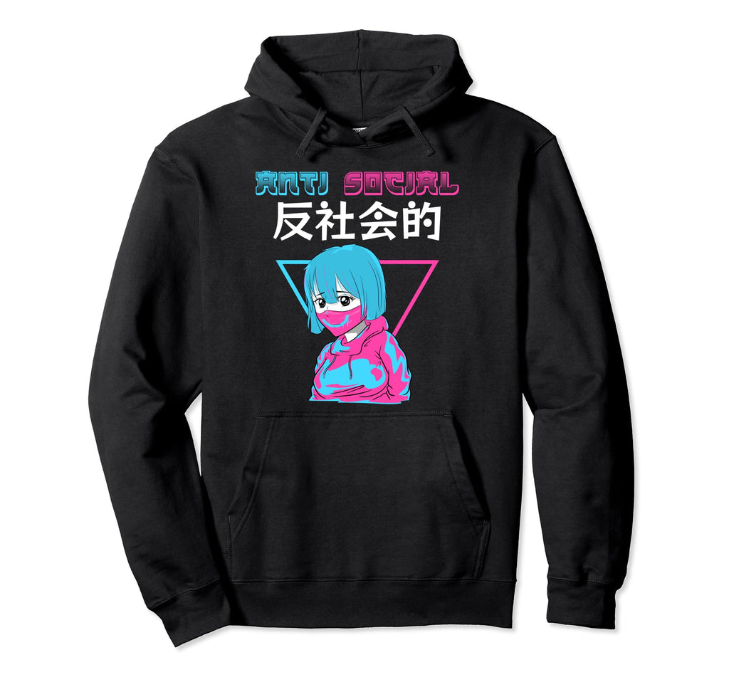 Anti Social Japanese Sad Anime Edgy Alt Hoodie - Trendy Graphic Men Women - T-Shirt, Sweatshirt, Hoodie