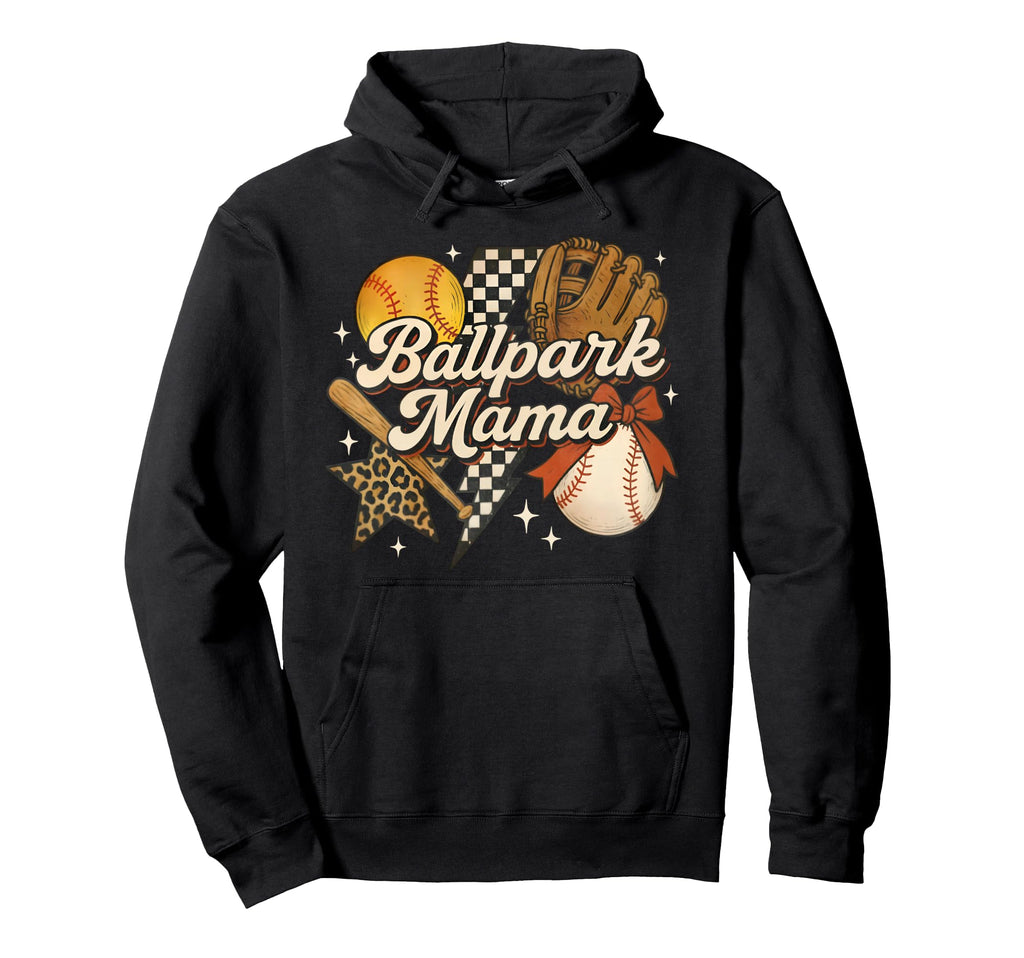 Ballpark Mama Baseball Mommy Game Day Hoodie - Custom Art Print for Adults - T-Shirt, Sweatshirt, Hoodie