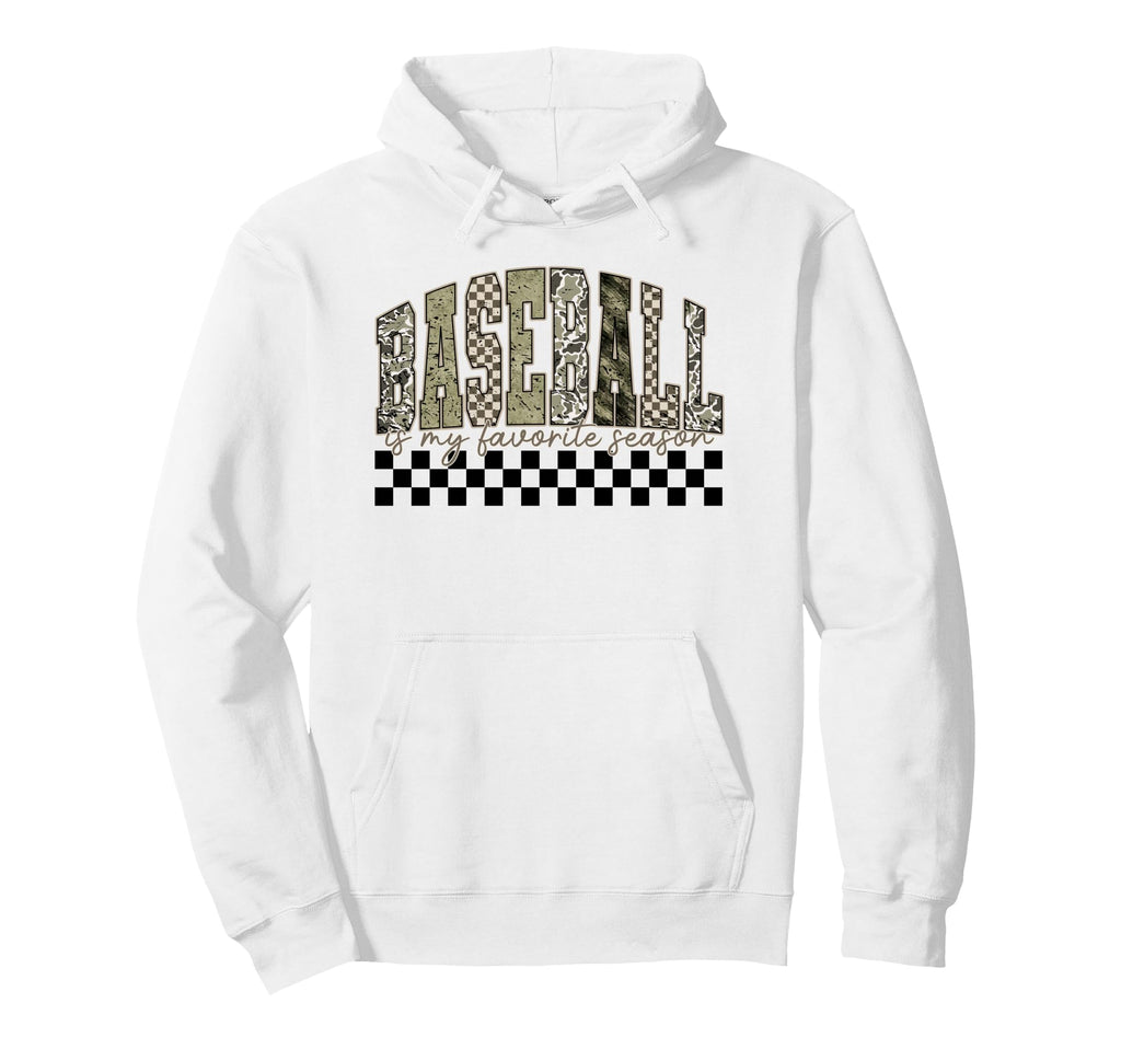 Old School Camo Checkered Baseball Is My Hoodie - Graphic Print Unisex - T-Shirt, Sweatshirt, Hoodie