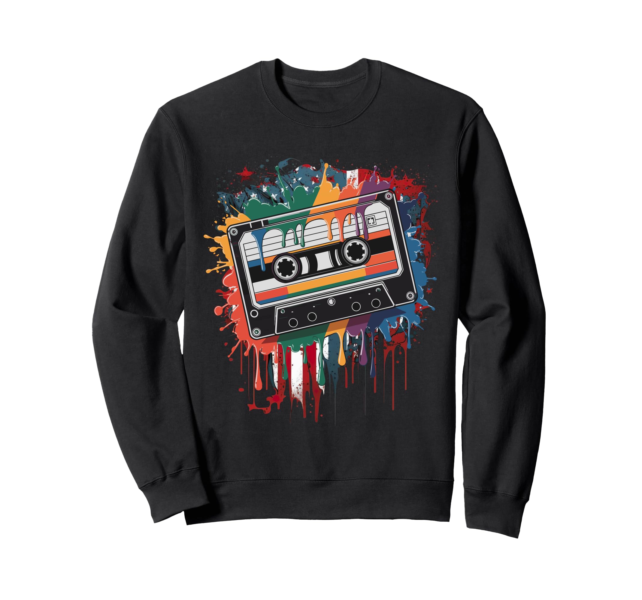 Colorful Cassette Tape Splash Sweatshirt - Trendy Graphic Unisex - T-Shirt, Sweatshirt, Hoodie