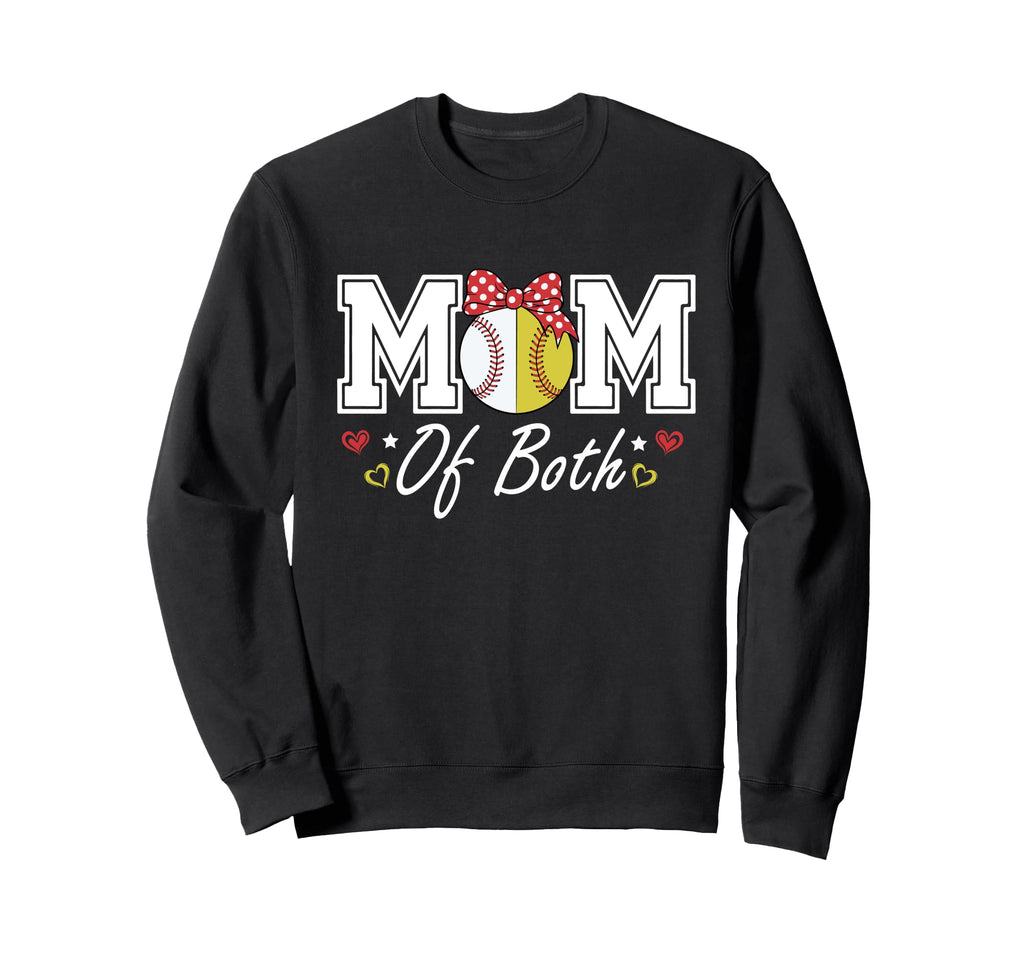 Softball Baseball Mom Both Bow Sweatshirt - Trendy Graphic for Adults - T-Shirt, Sweatshirt, Hoodie