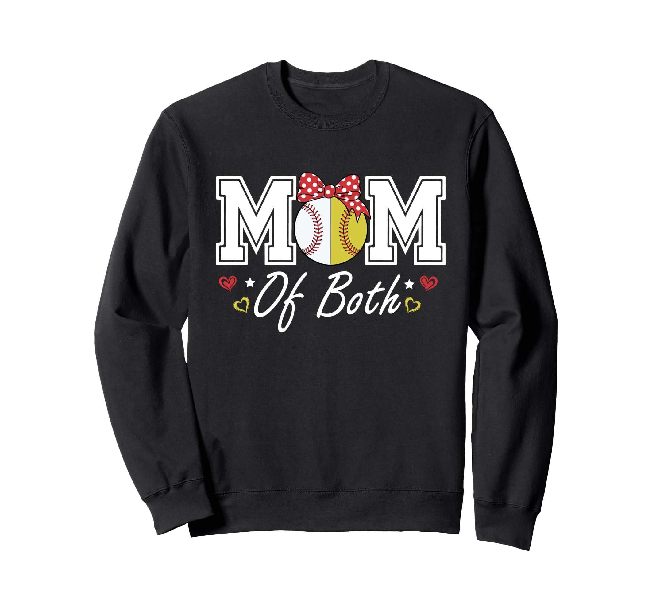 Softball Baseball Mom Both Bow Sweatshirt - Trendy Graphic for Adults - T-Shirt, Sweatshirt, Hoodie