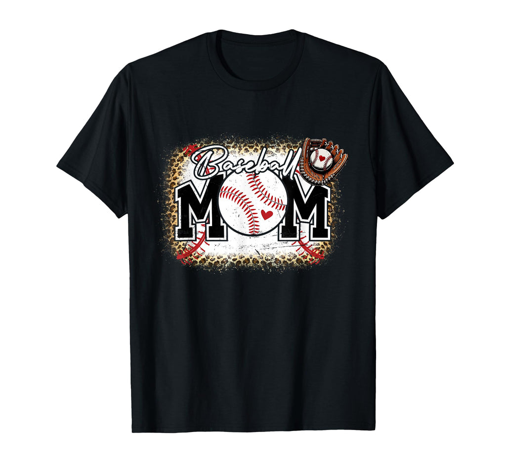 Bleached Baseball Mom Leopard Baseball T-Shirt - Fun Novelty Design Unisex - T-Shirt, Sweatshirt, Hoodie