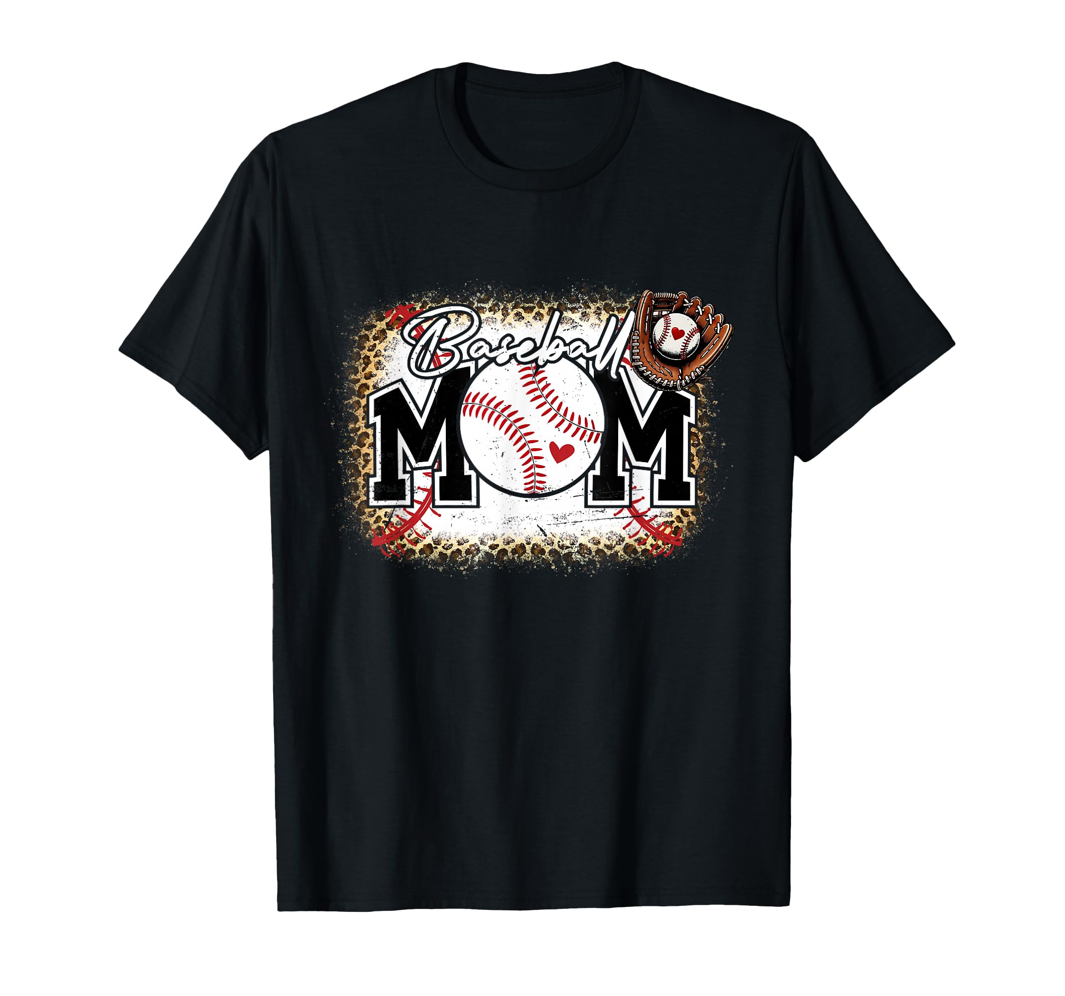 Bleached Baseball Mom Leopard Baseball T-Shirt - Fun Novelty Design Unisex - T-Shirt, Sweatshirt, Hoodie