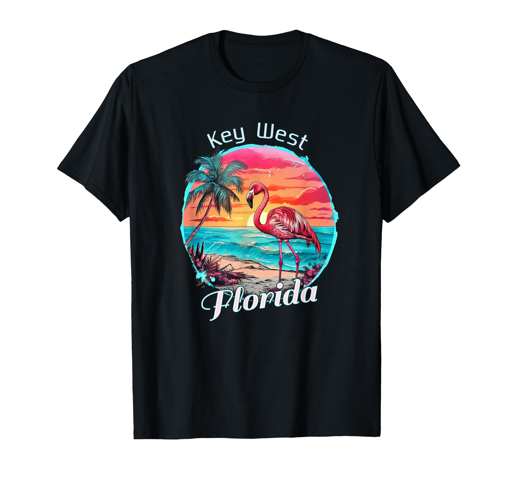 Key West Florida Beach Flamingo T-Shirt - Fun Novelty Design Unisex - T-Shirt, Sweatshirt, Hoodie