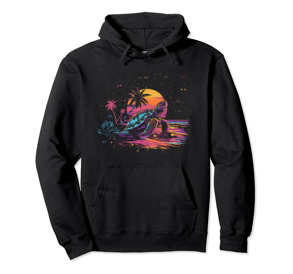 Turtle Vaporwave Aesthetic Synthwave 80S Hoodie - Custom Art Print Unisex - T-Shirt, Sweatshirt, Hoodie