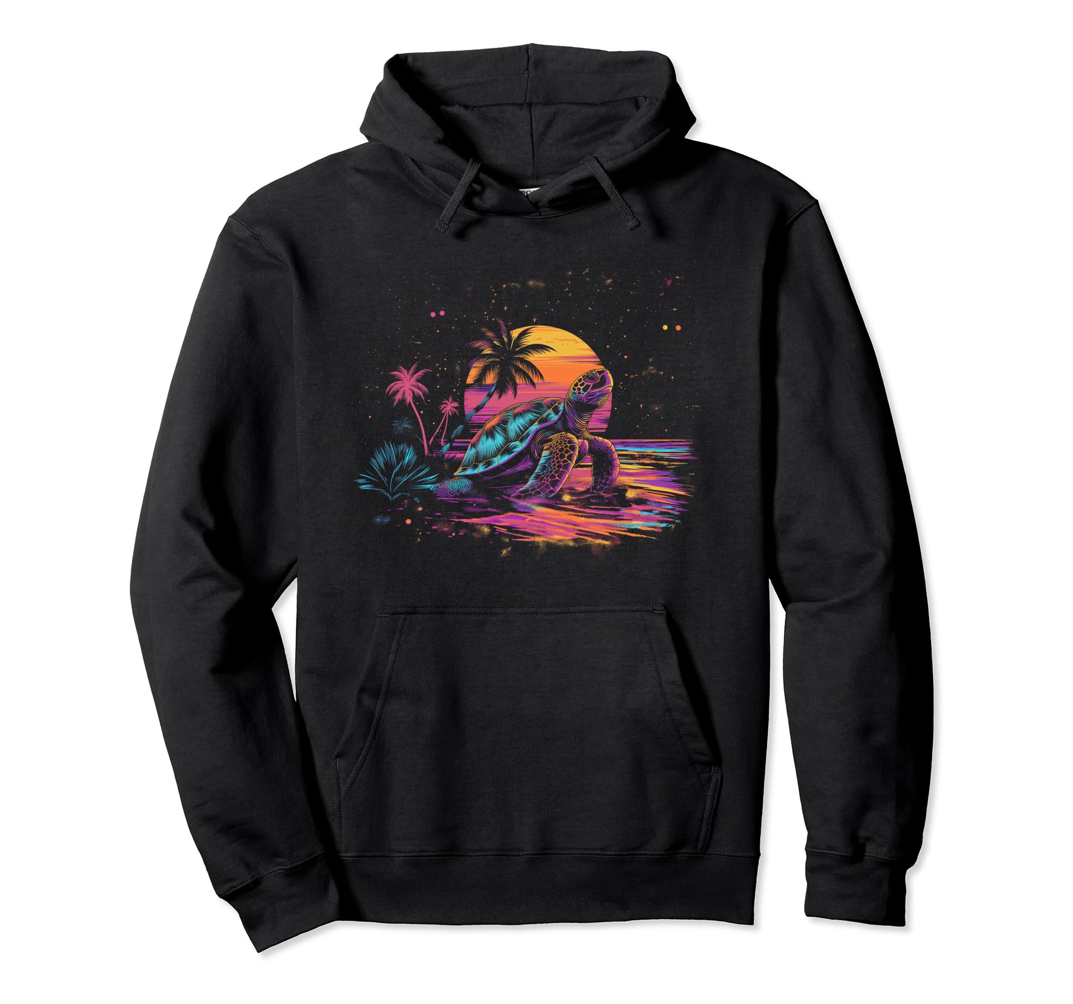 Turtle Vaporwave Aesthetic Synthwave 80S Hoodie - Custom Art Print Unisex - T-Shirt, Sweatshirt, Hoodie