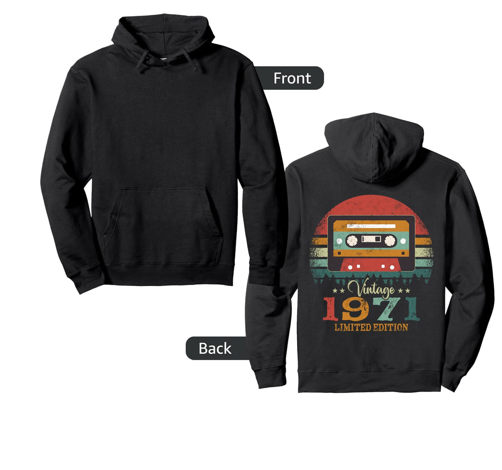 Cassette Tape 1971 Birthday Hoodie - Aesthetic Graphic Unisex - T-Shirt, Sweatshirt, Hoodie