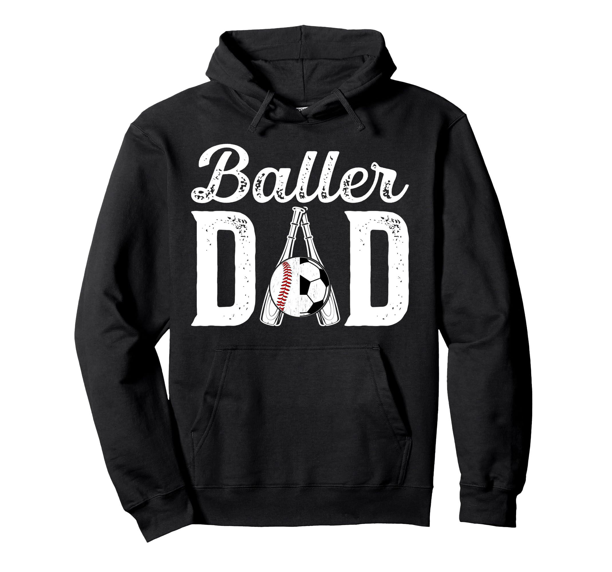 Baller Dad Proud Baseball Soccer Dad Hoodie - Minimalist Print for Adults - T-Shirt, Sweatshirt, Hoodie