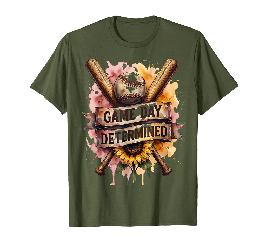 Game Day Determined Baseball Mom T-Shirt - Aesthetic Graphic for Adults - T-Shirt, Sweatshirt, Hoodie