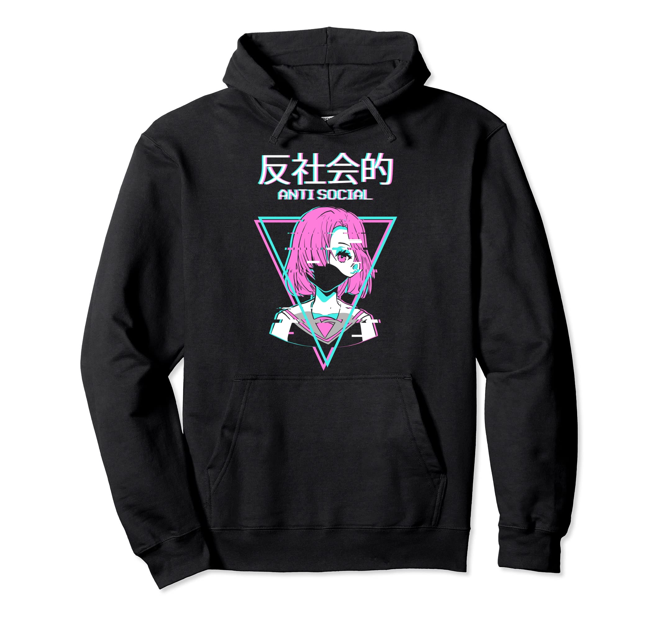 Antisocial Vaporwave Anime Hoodie - Casual Everyday Wear Men Women - T-Shirt, Sweatshirt, Hoodie