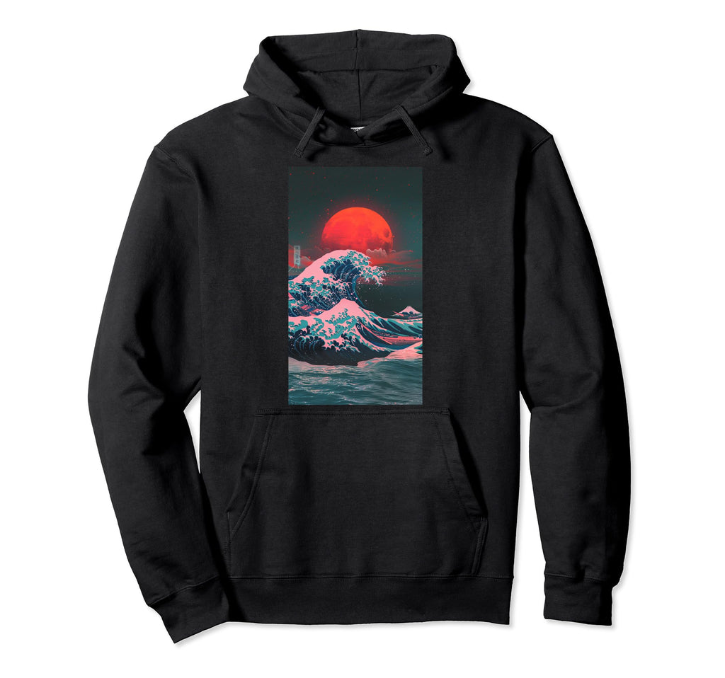 Great Wave Kanagawa Wave Japanese Hoodie - Novelty Apparel Unisex - T-Shirt, Sweatshirt, Hoodie