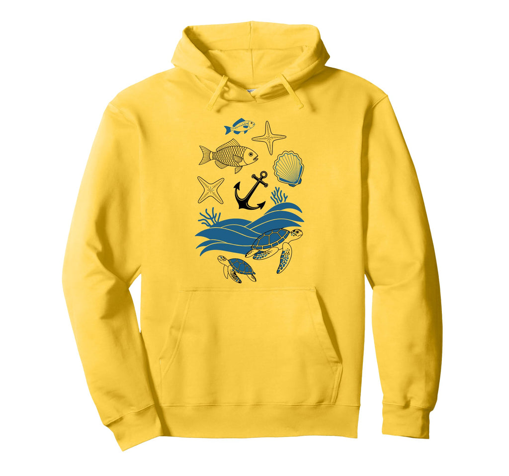 90S Fisherman Aesthetic Fish Beachy Hoodie - Custom Art Print Men Women - T-Shirt, Sweatshirt, Hoodie