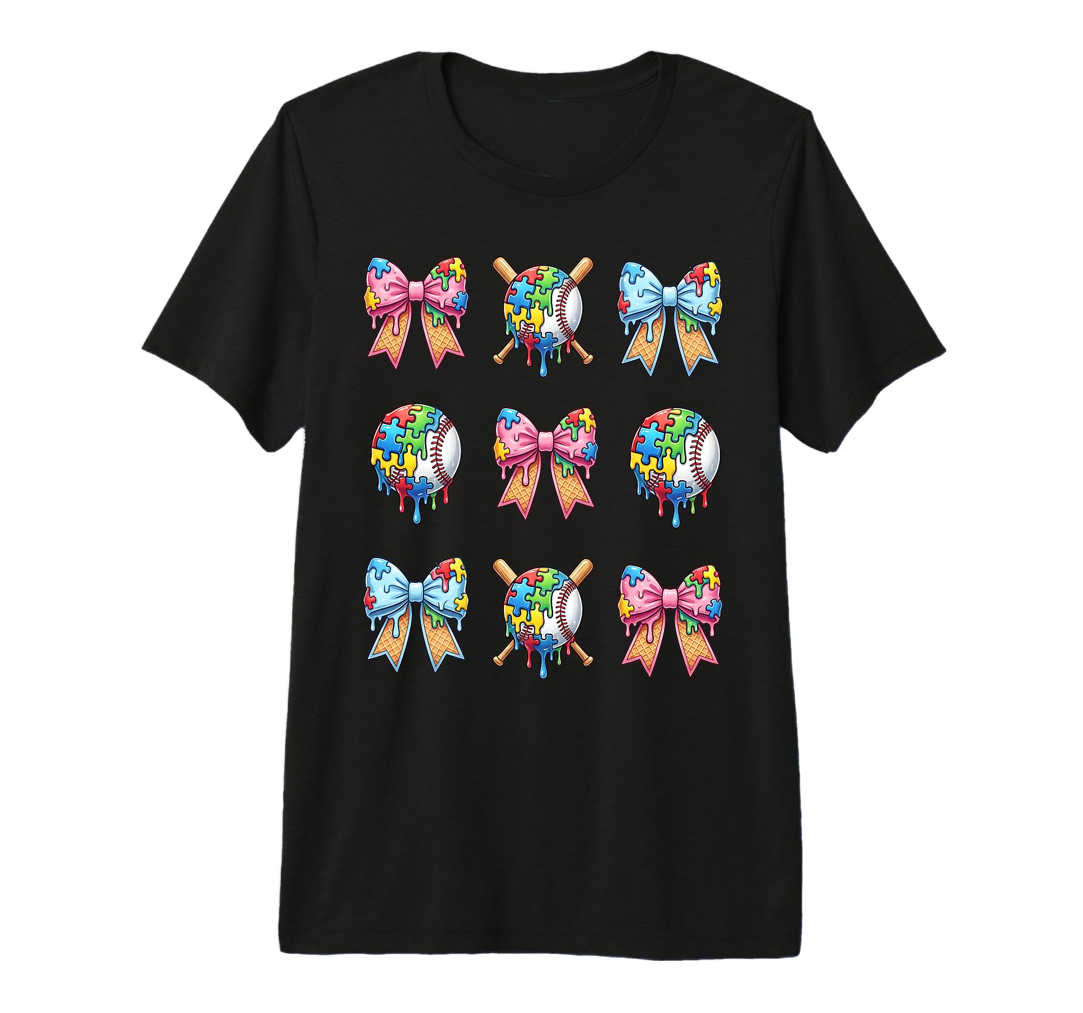 Baseball Sister Puzzle Bow Ice Cream T-Shirt - Streetwear Style Unisex - T-Shirt, Sweatshirt, Hoodie