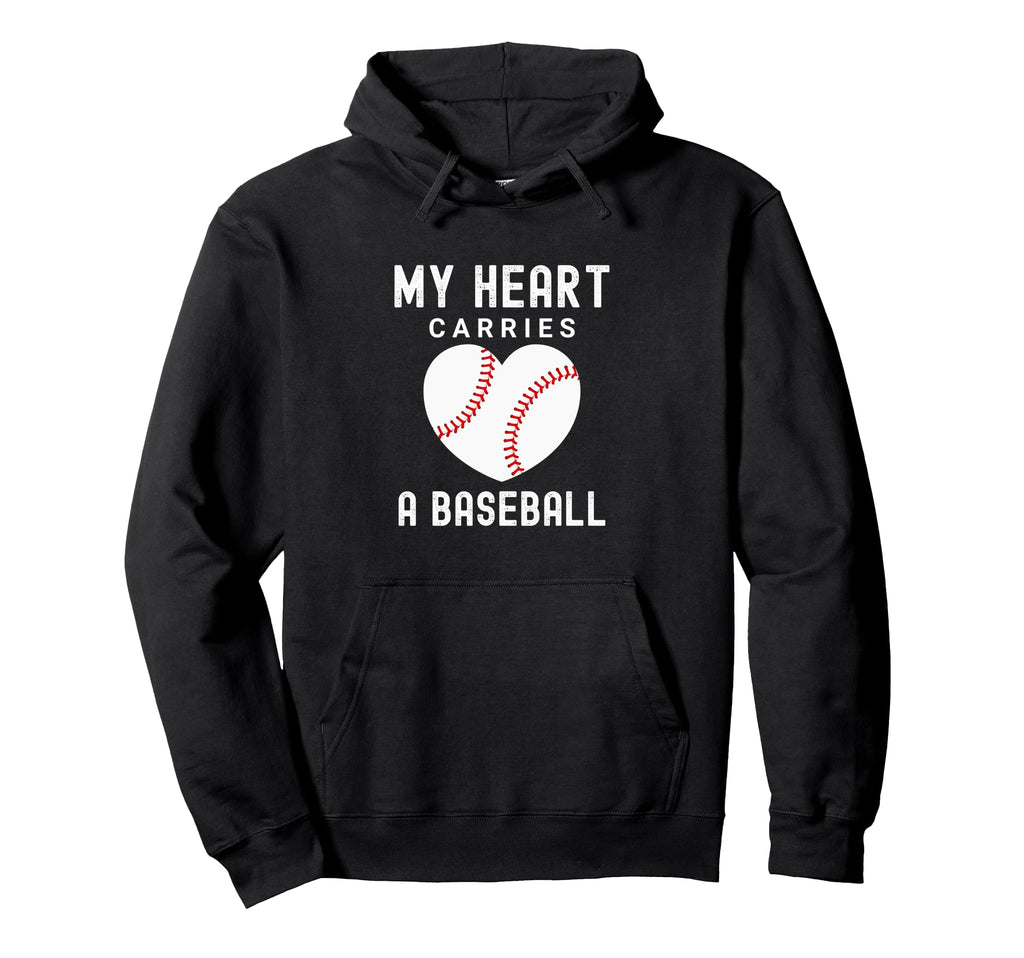 Baseball Mom Life My Heart Carries Hoodie - Minimalist Print Unisex - T-Shirt, Sweatshirt, Hoodie