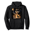 90S Miniature Schnauzer Howling Moon Dog Hoodie - Graphic Print for Adults - T-Shirt, Sweatshirt, Hoodie