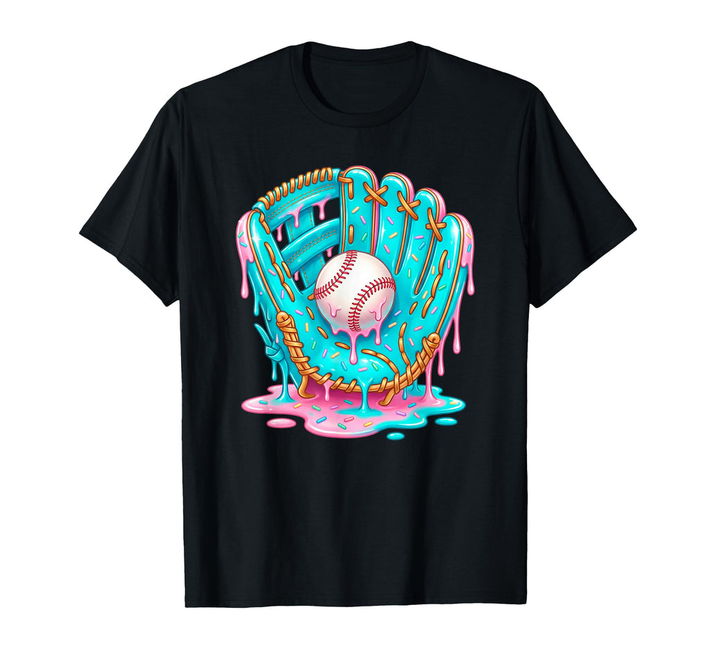 Baseball Drip Ice Cream Blue Glove Melt T-Shirt - Minimalist Print Unisex - T-Shirt, Sweatshirt, Hoodie