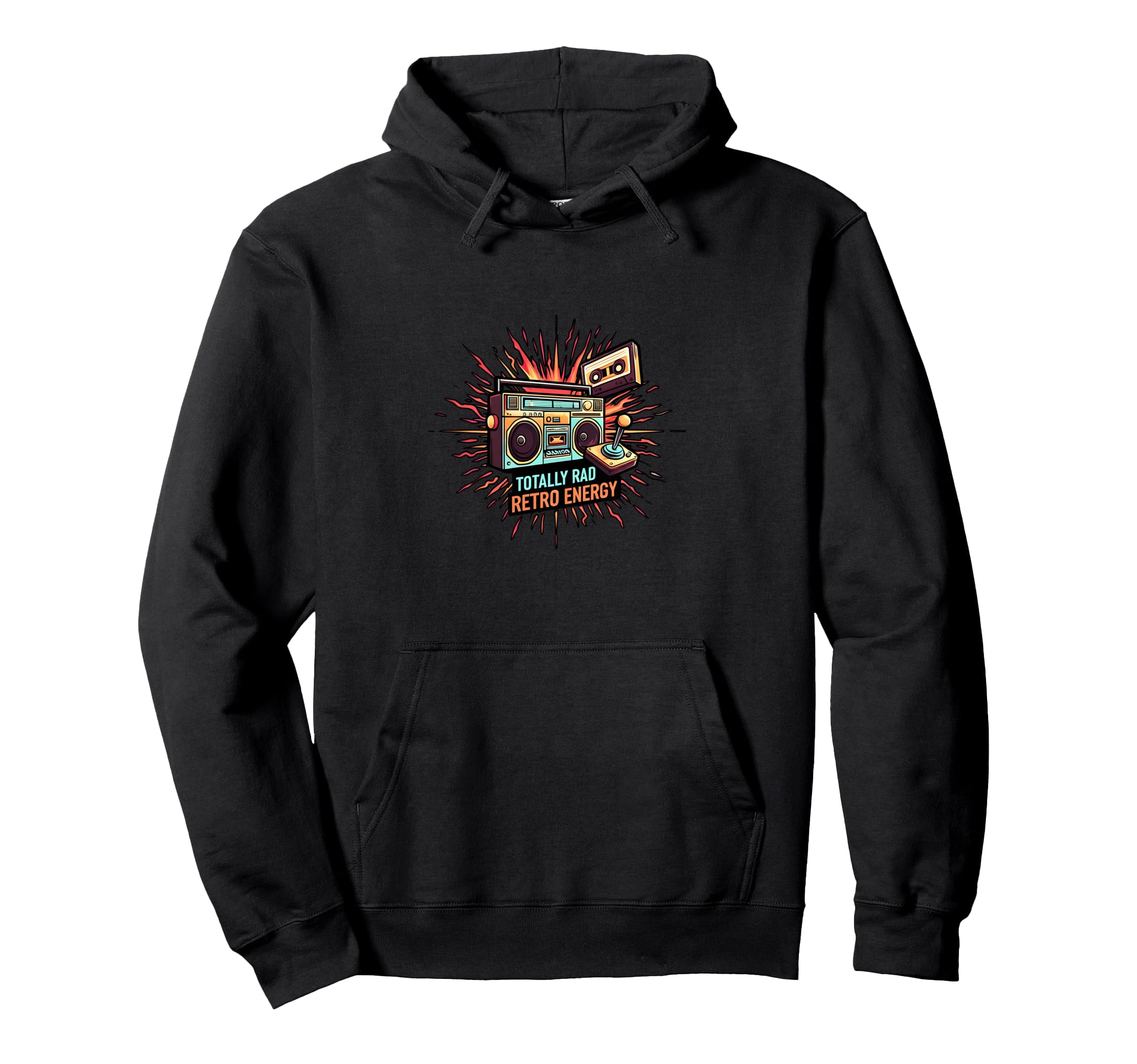 Totally Rad 80S Boombox Joystick Cassette Hoodie - Graphic Print Men Women - T-Shirt, Sweatshirt, Hoodie
