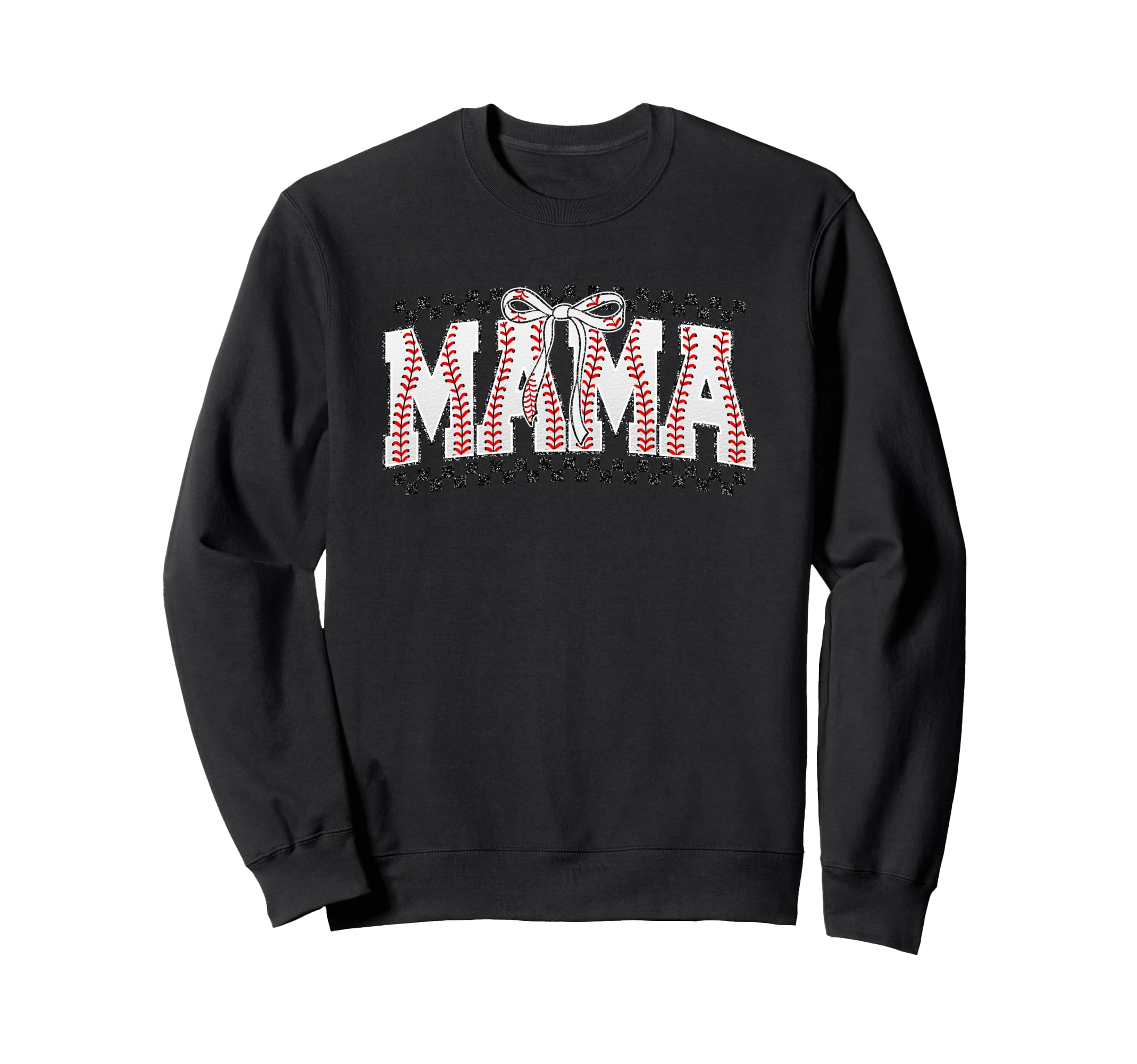 Mama Baseball Stitches Bow Sports Sweatshirt - Trendy Graphic Men Women - T-Shirt, Sweatshirt, Hoodie
